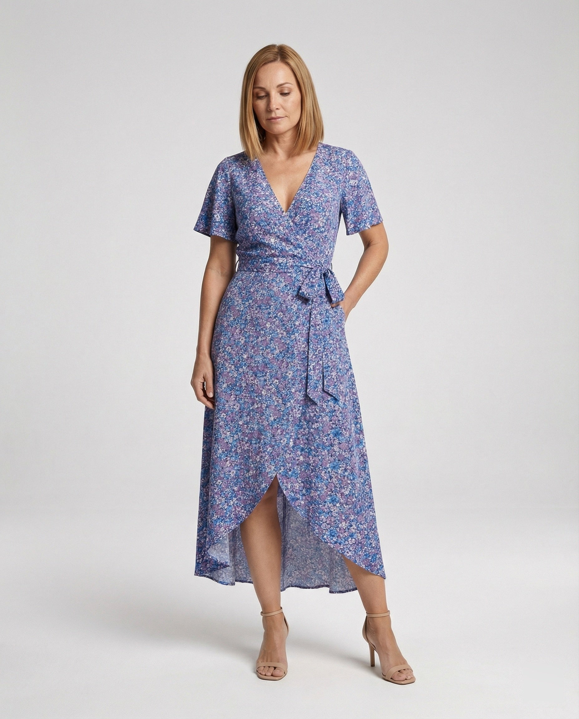 Women’s Flower Dress Midi with Belt
