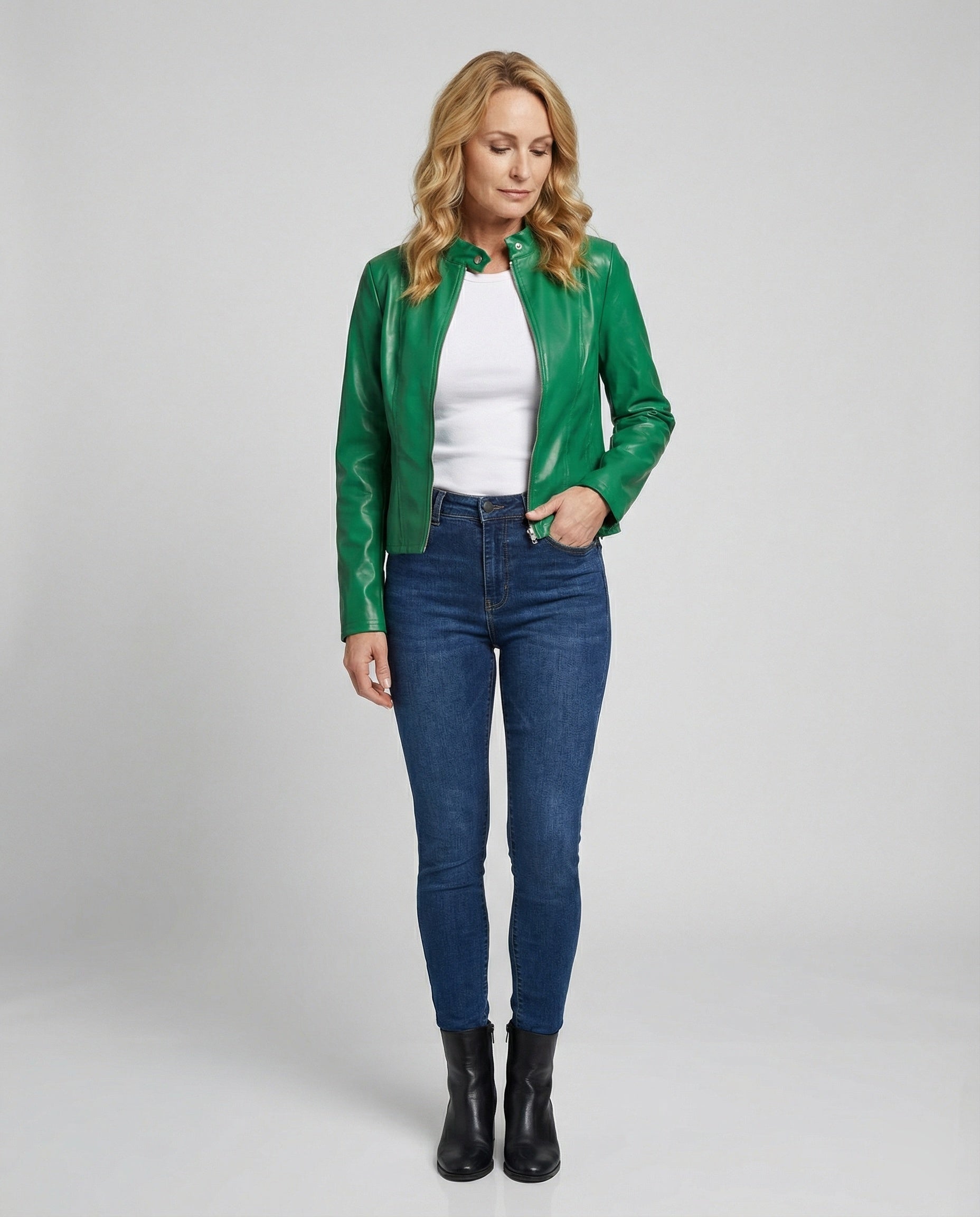 Women's Biker Jacket Faux Leather