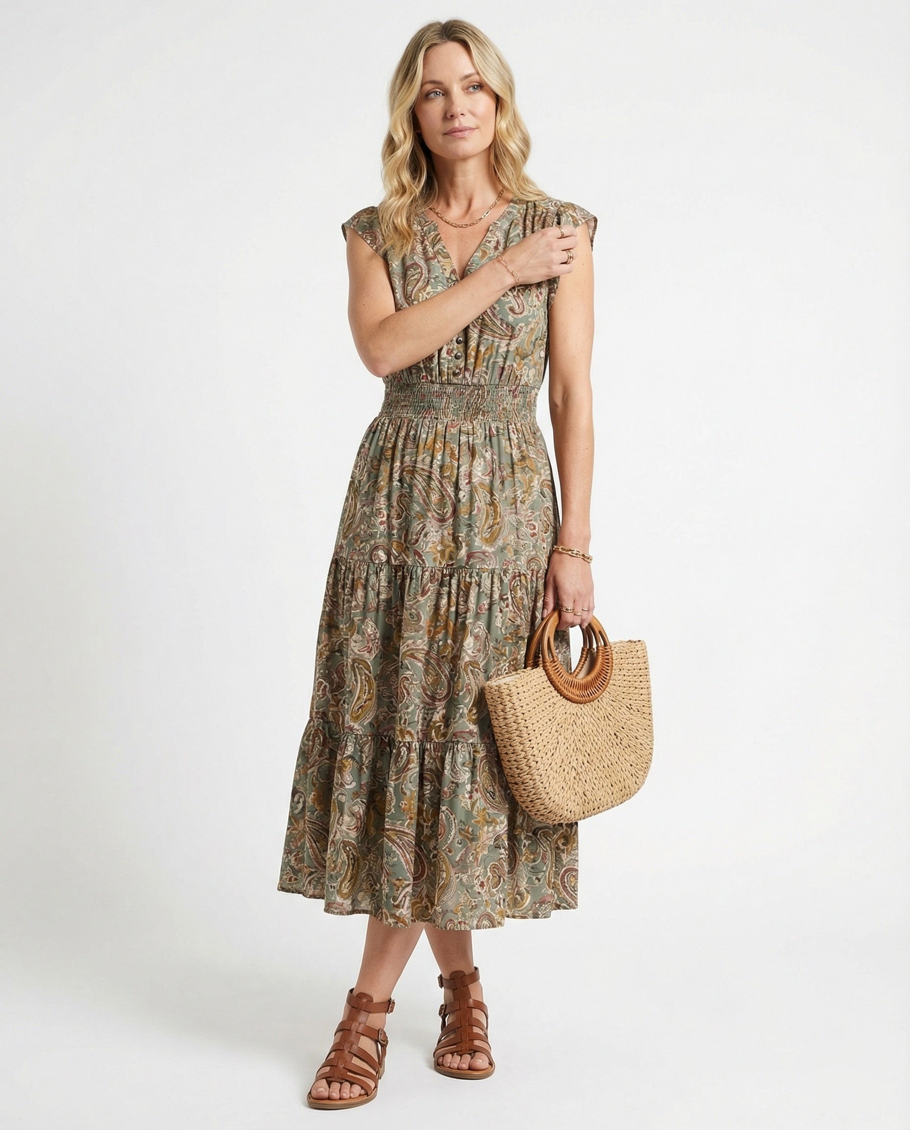 Boho Maxi Dress Summer with Smocked Waist