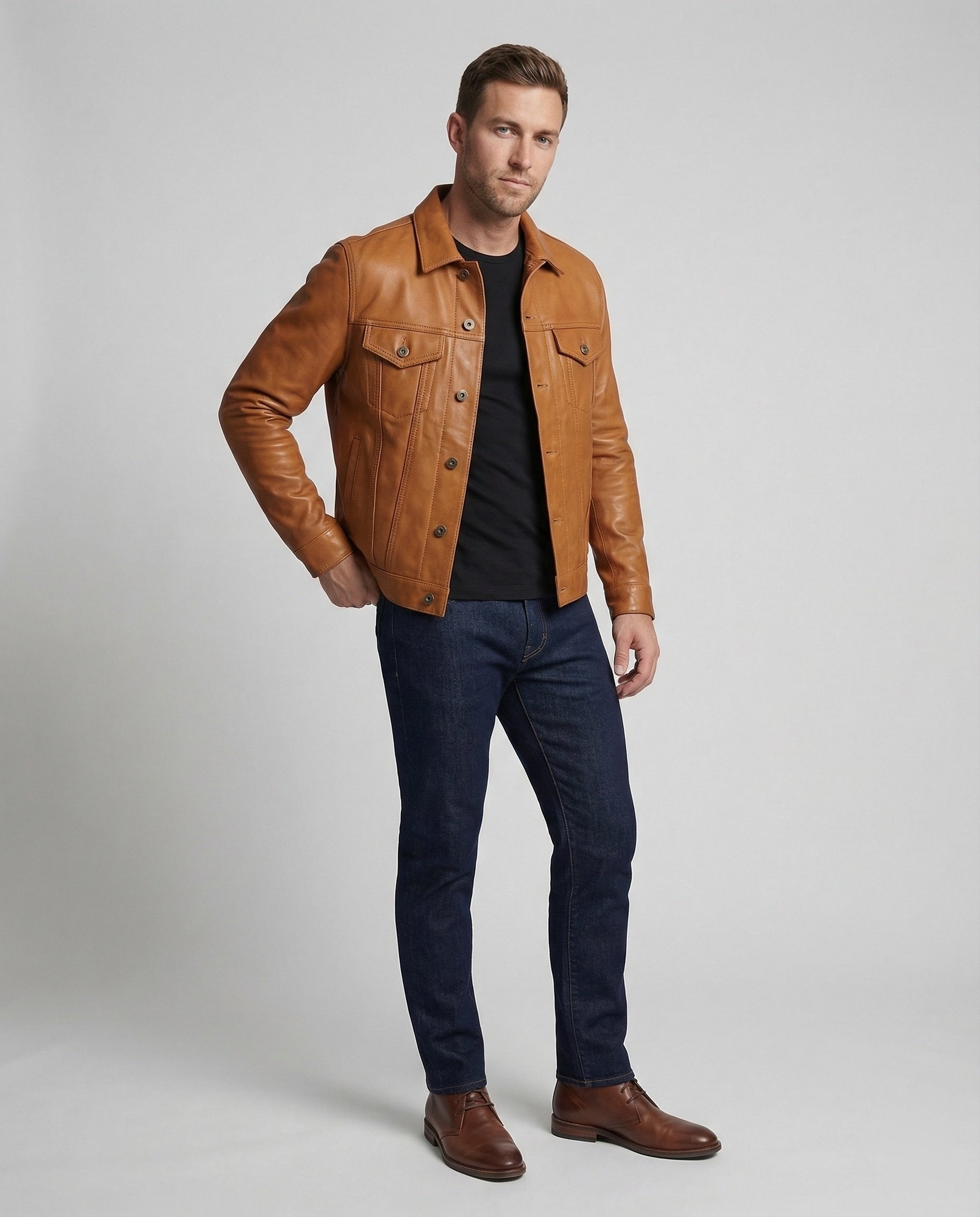 Men's Faux Leather Thermal Jacket