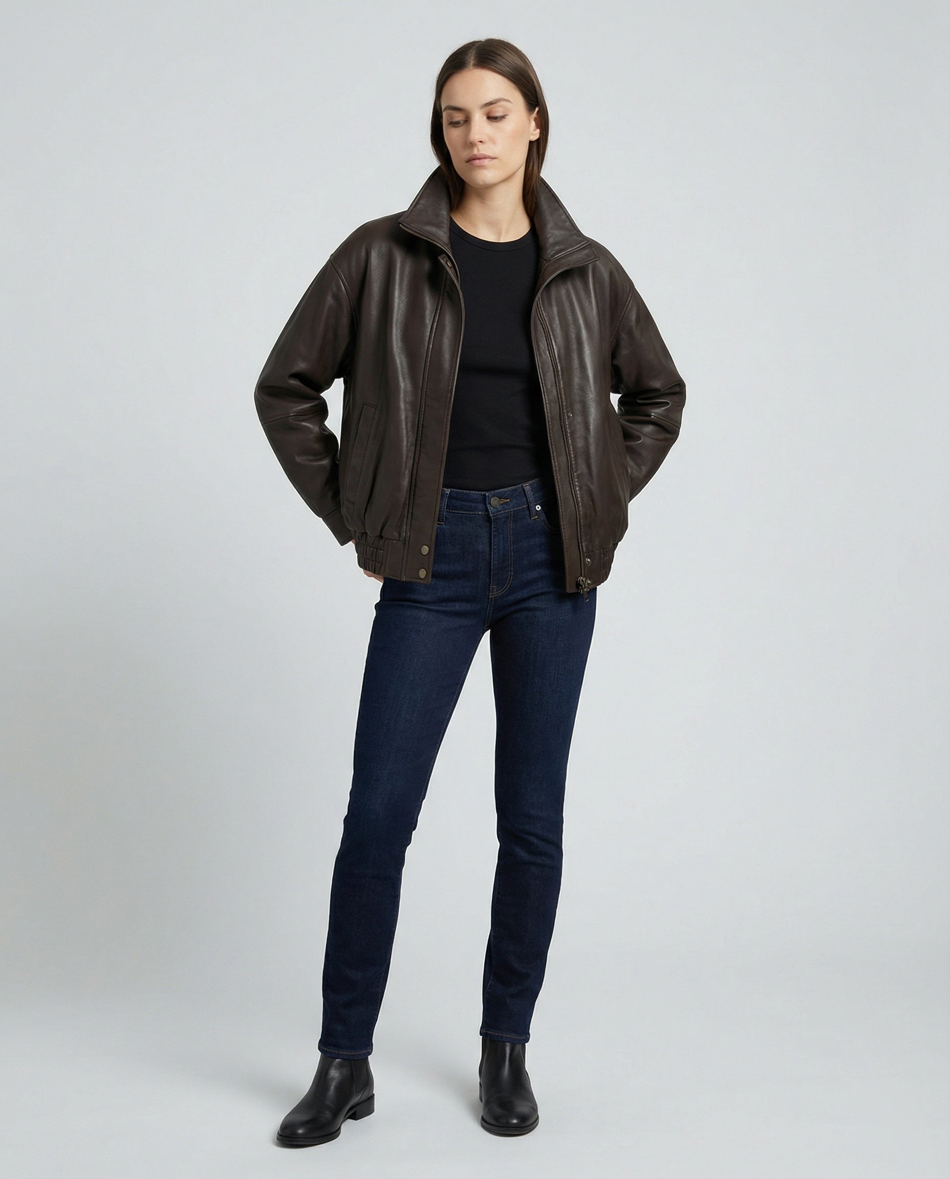 Women's biker jacket made of faux PU leather