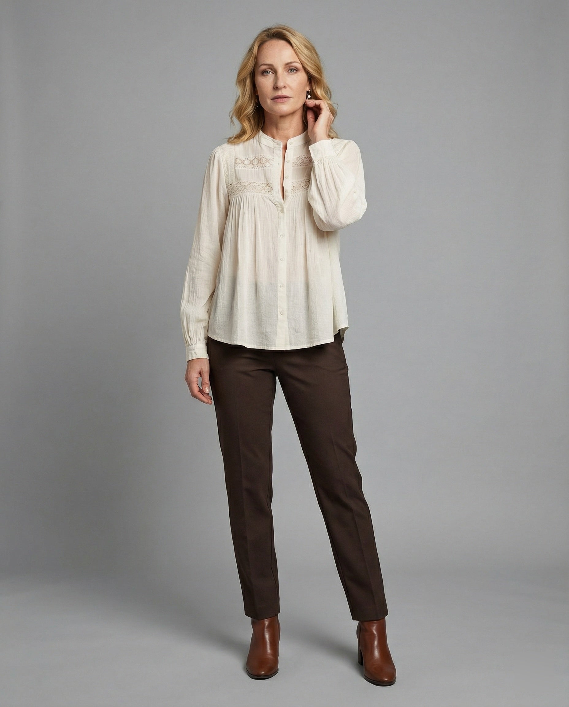 Cotton blouse women with embroidery