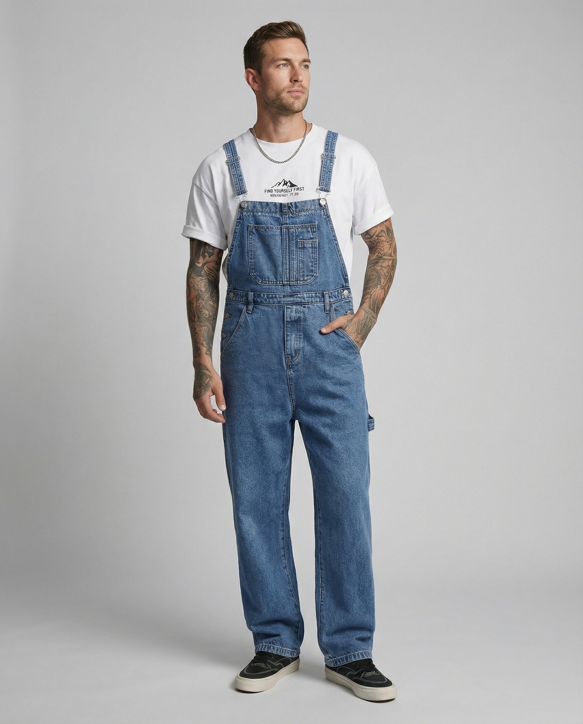 Leisure clothing men's jeans overalls wide