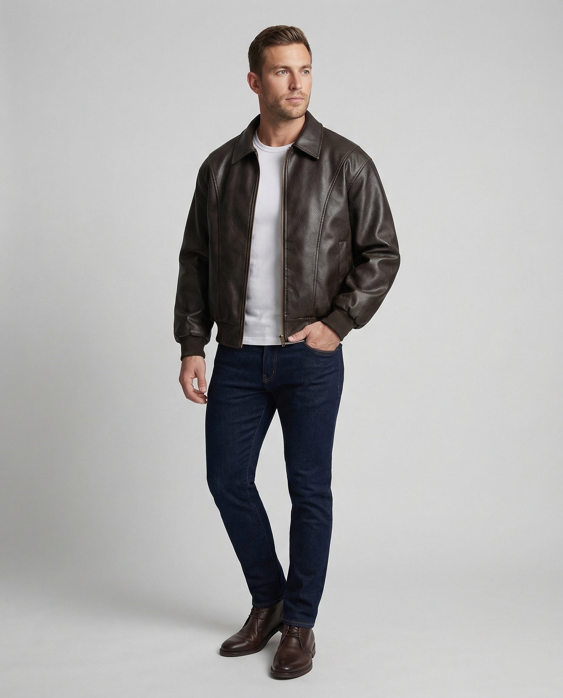Men's Premium Leather Bomber Jacket