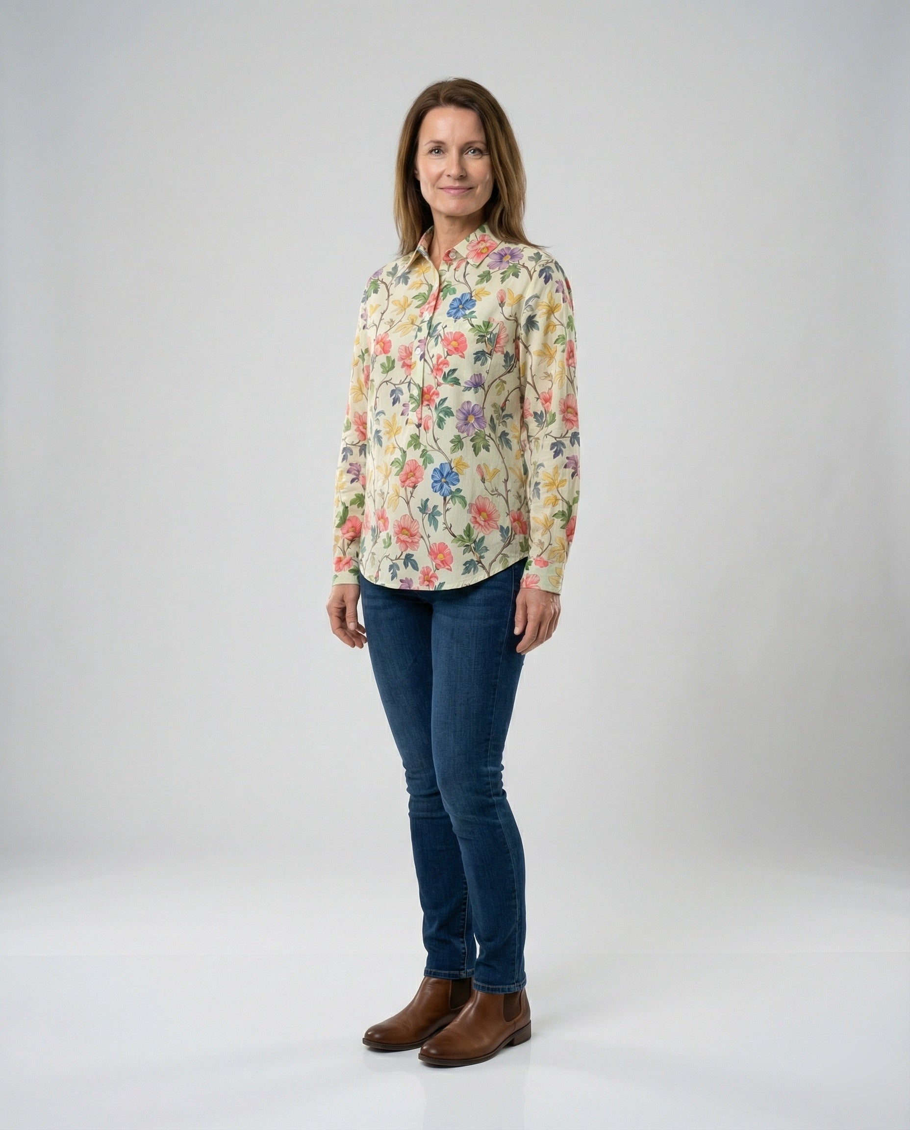 Women's Blouse Linen Floral