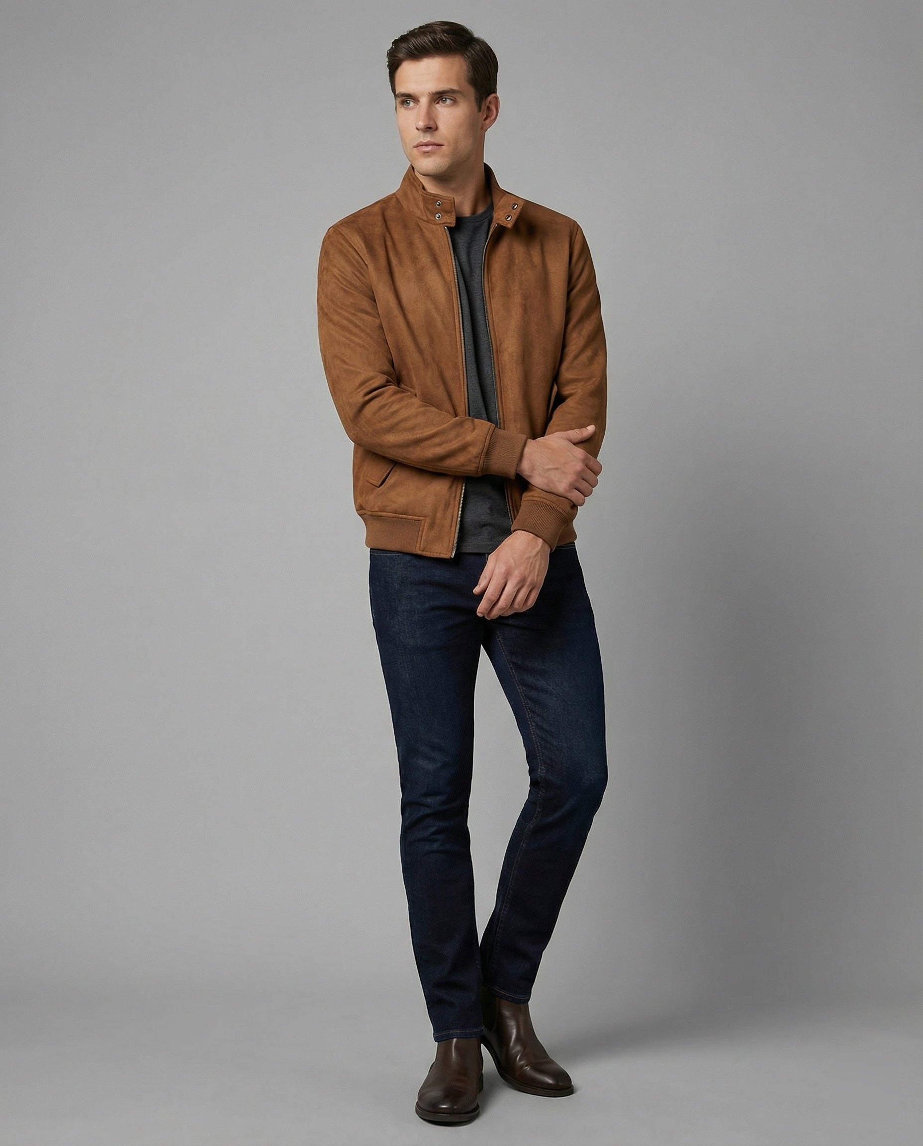 Leisurewear Men Suede Bomber