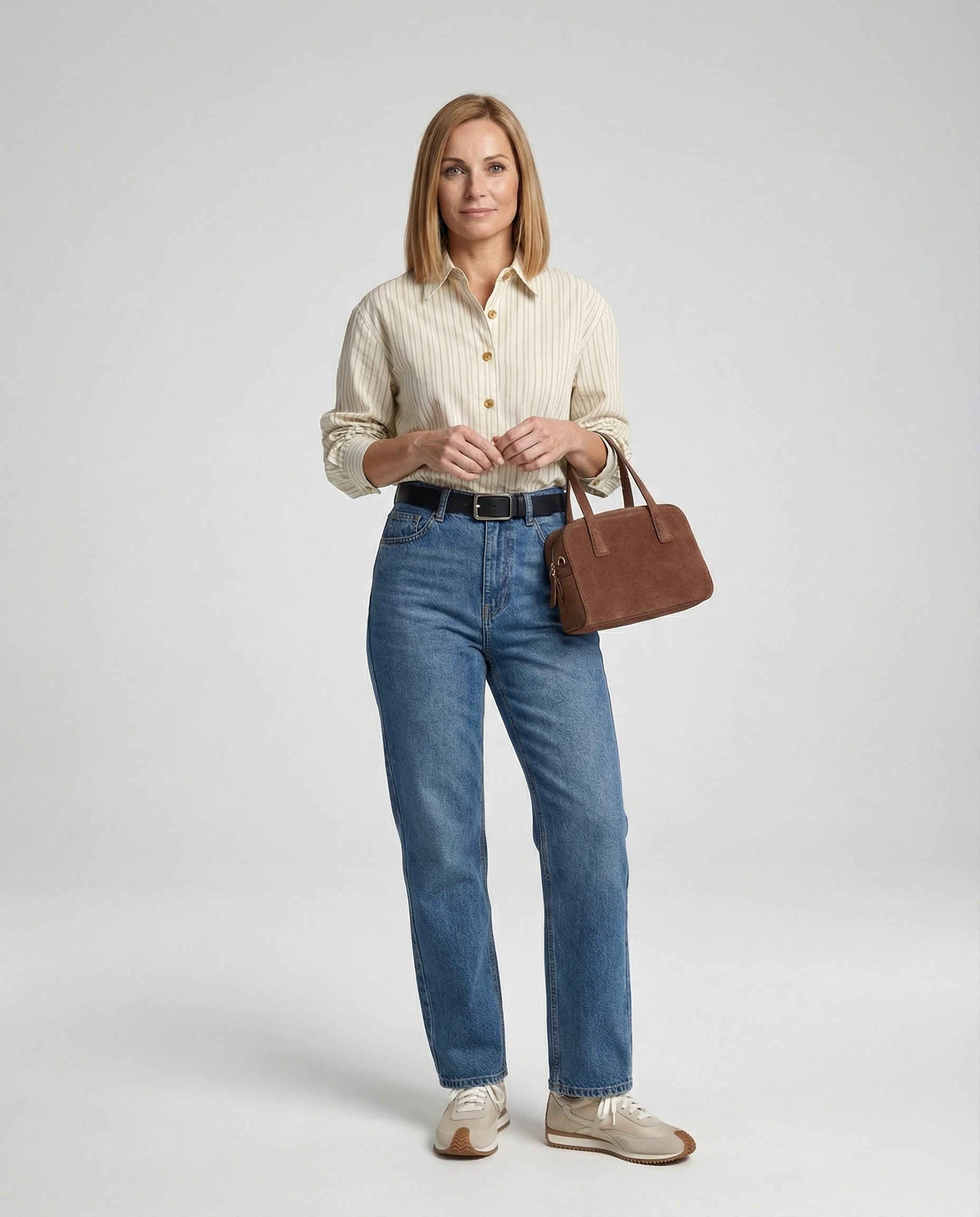 Ladies shirt blouse with fine stripes