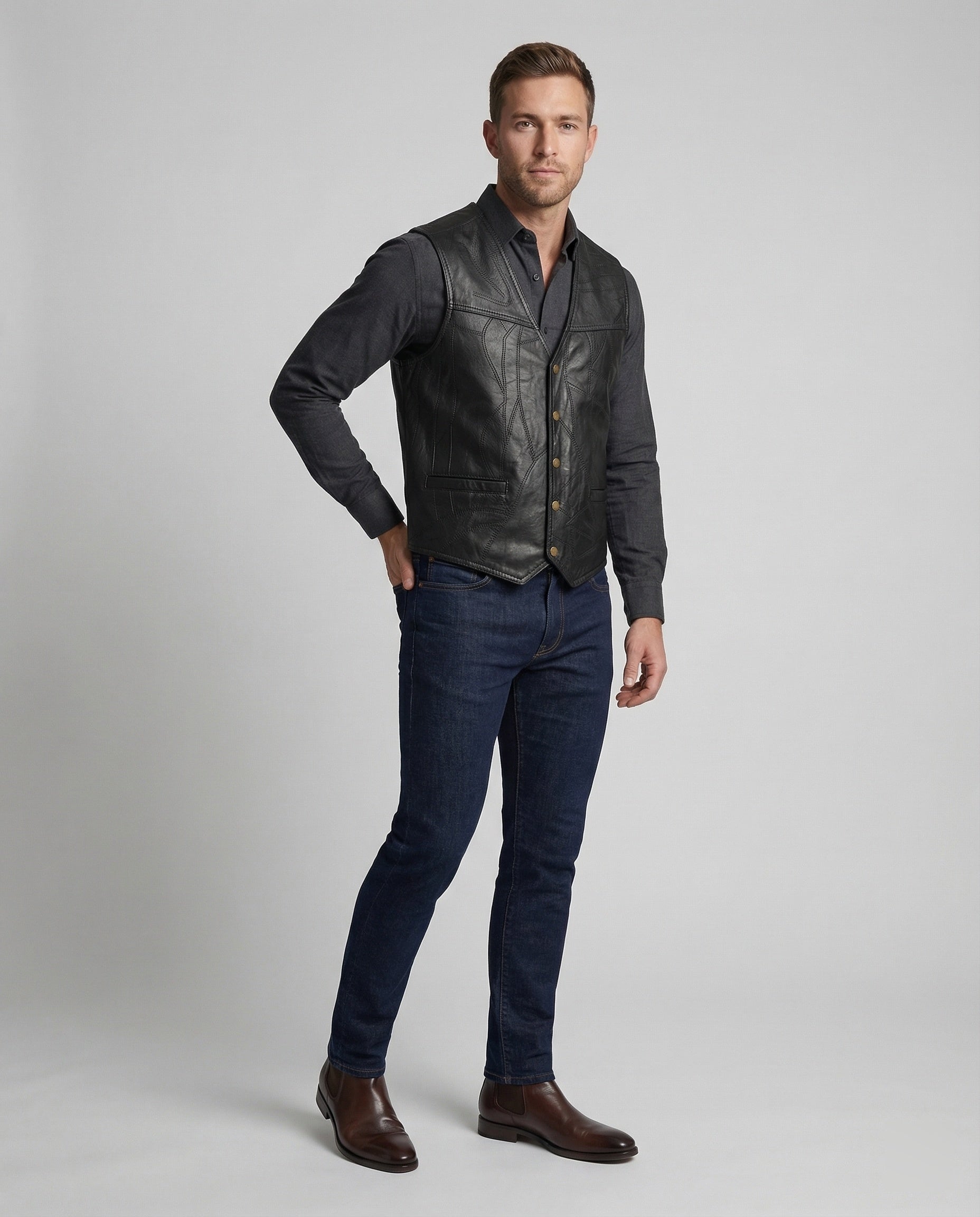 Men's Biker Leather Vest