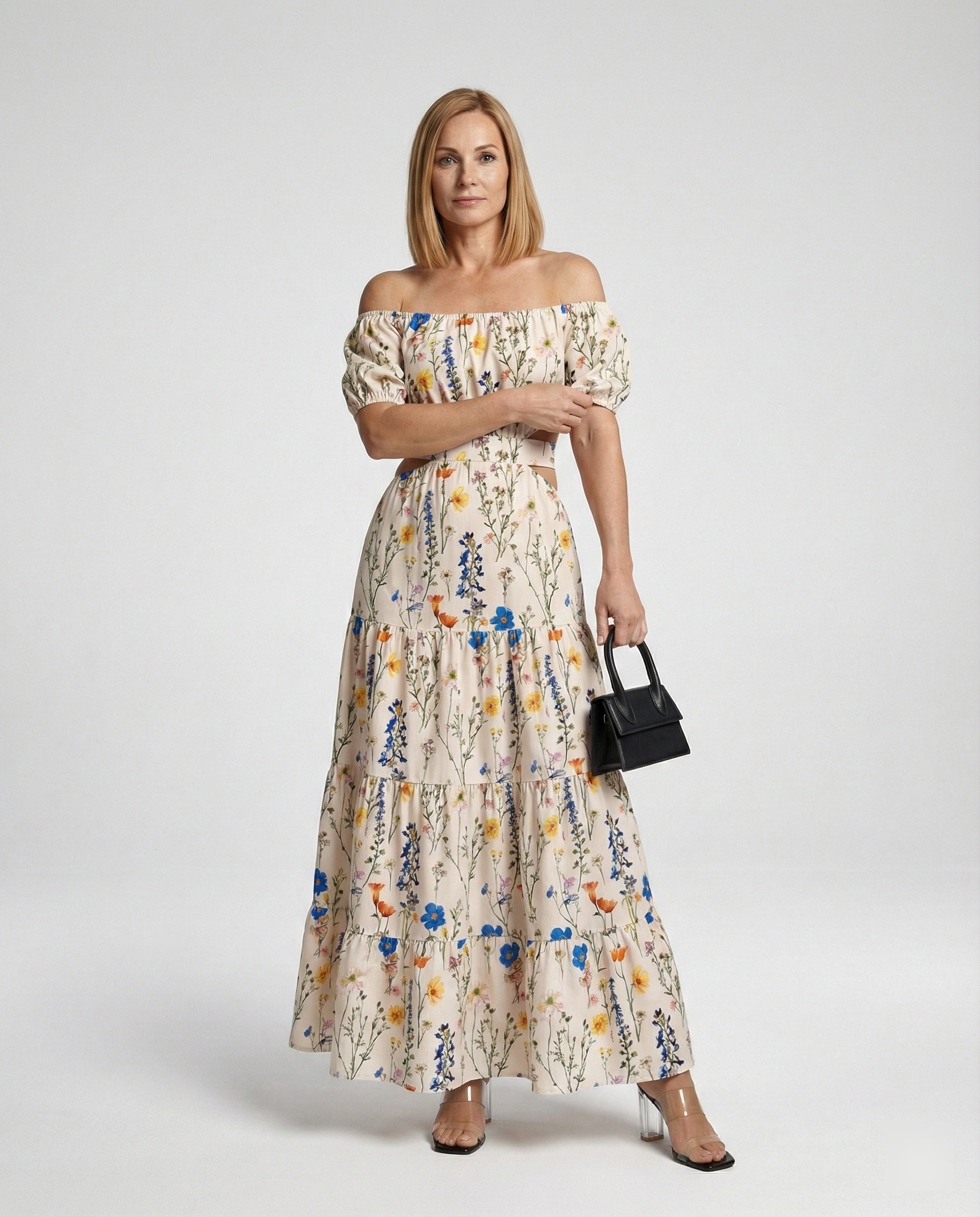 Off-Shoulder Set With Maxi Skirt for Women
