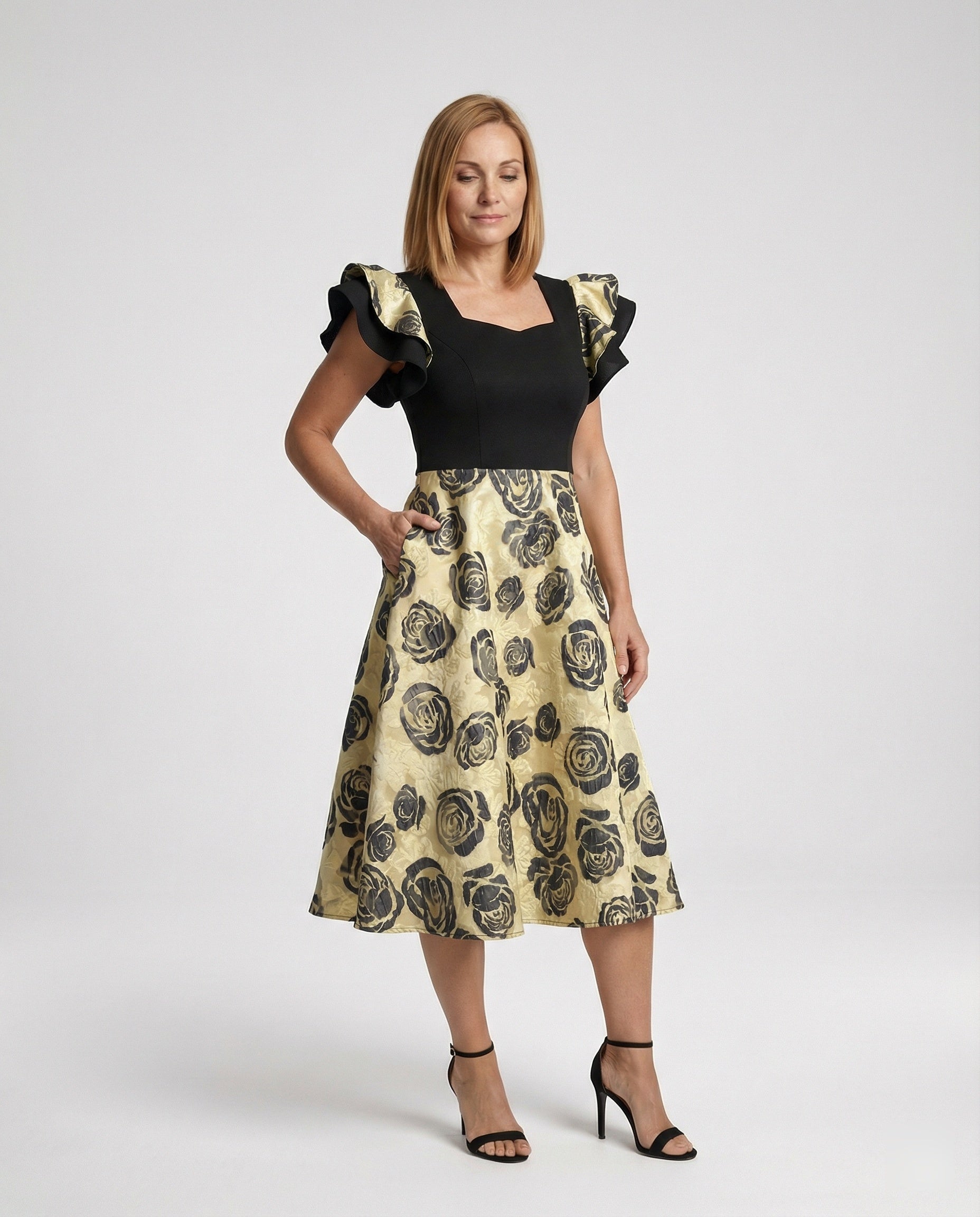 Women Midi Dress Heart-shaped Elegant