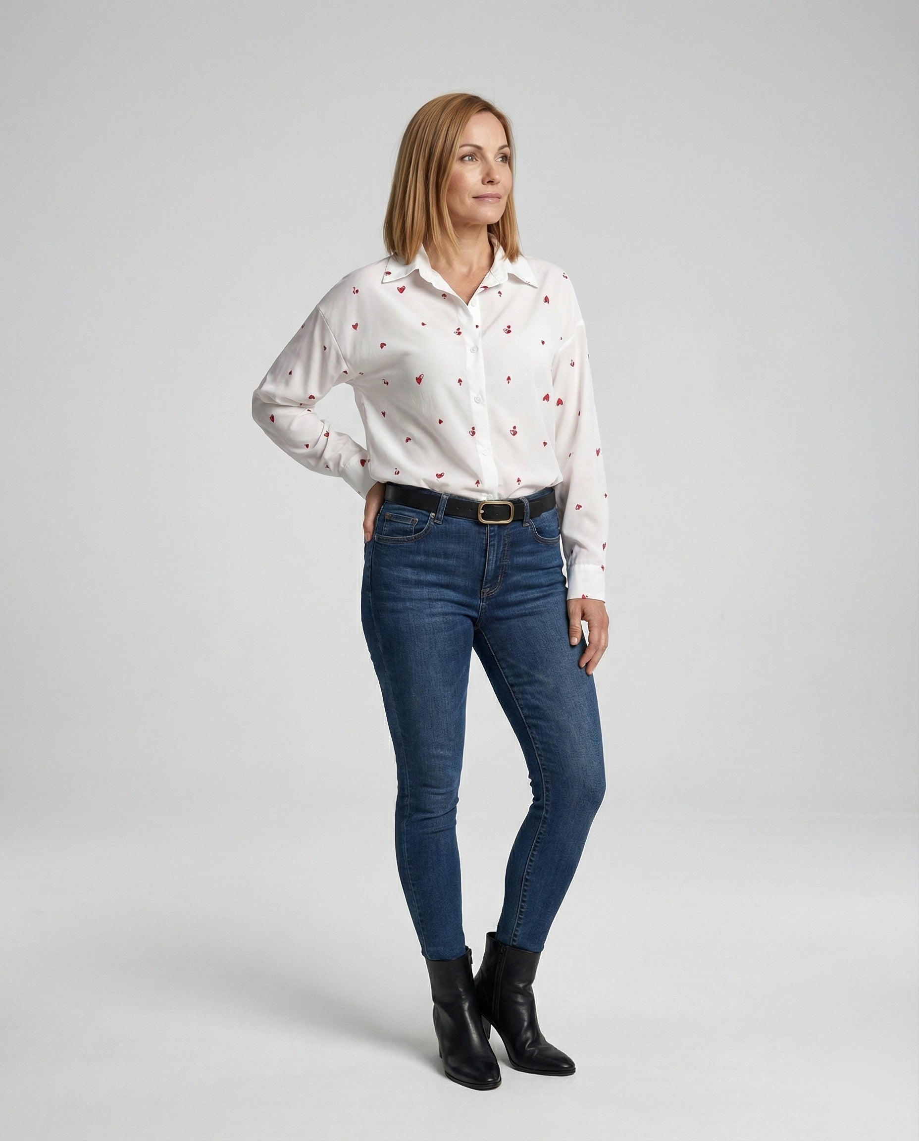 Women's Shirt Blouse Heart Print Light