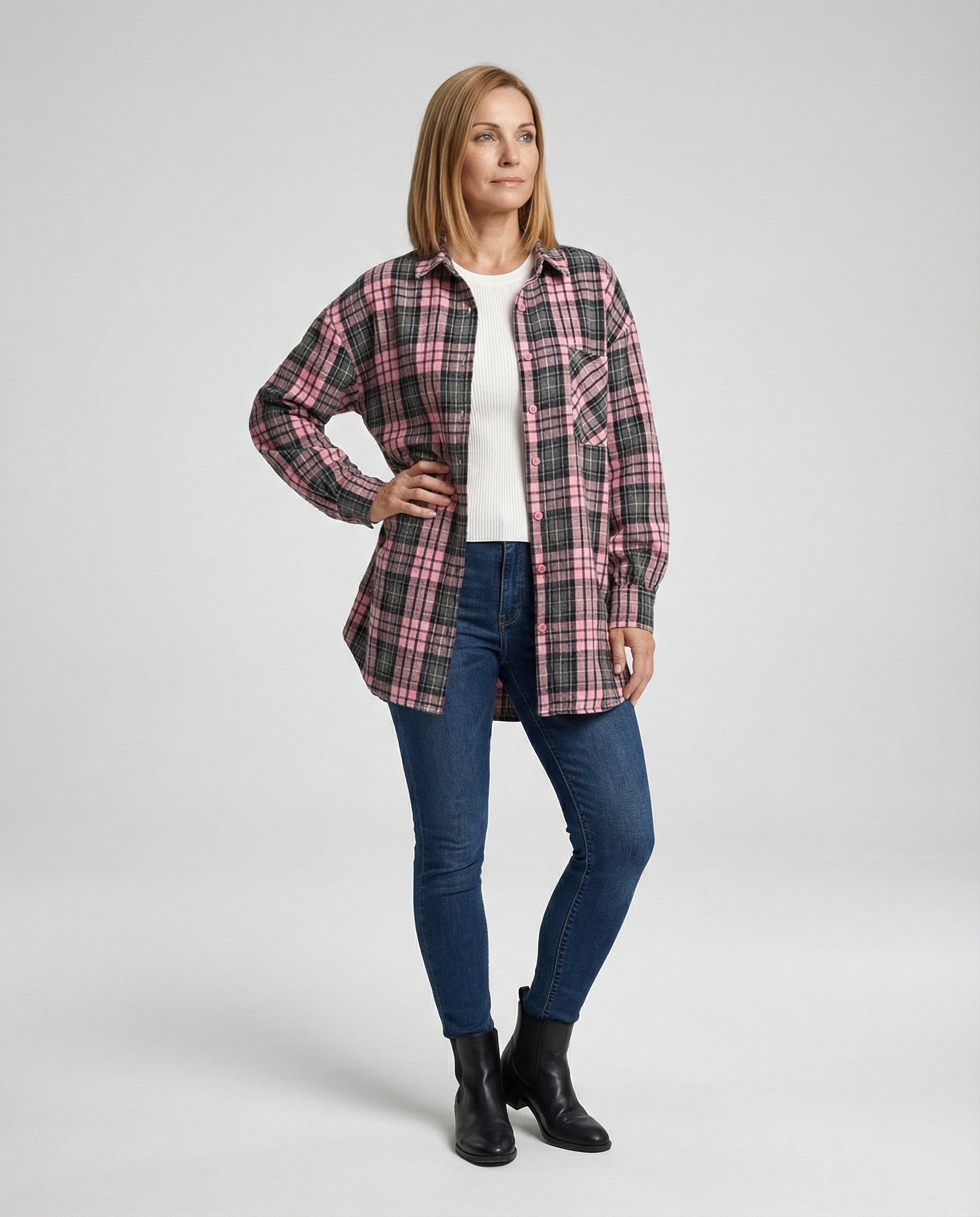 Women's Flannel Shirt Jacket Long