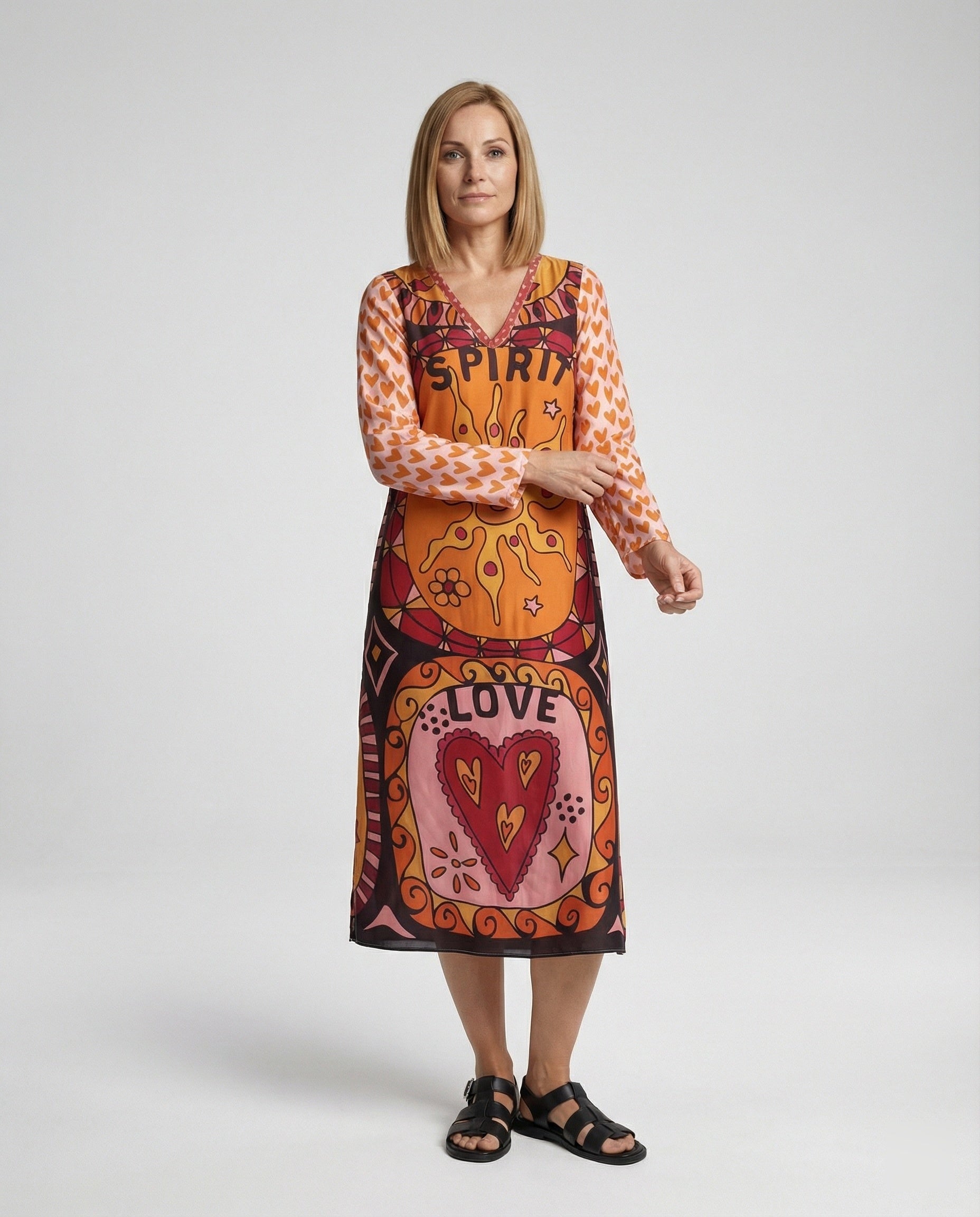Women Midi Dress Ethno Print