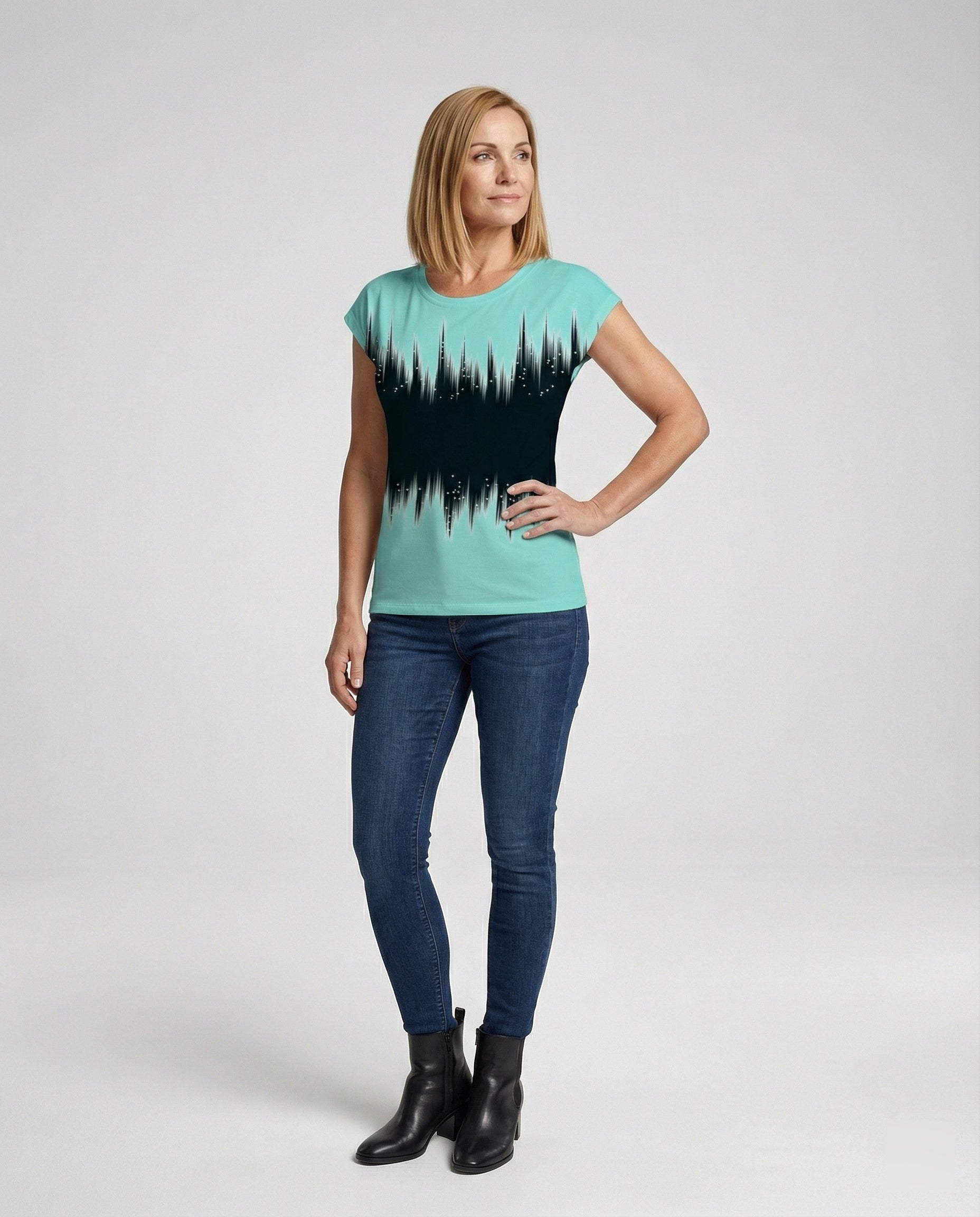 Watercolor Summer Blouse Women Asymmetric