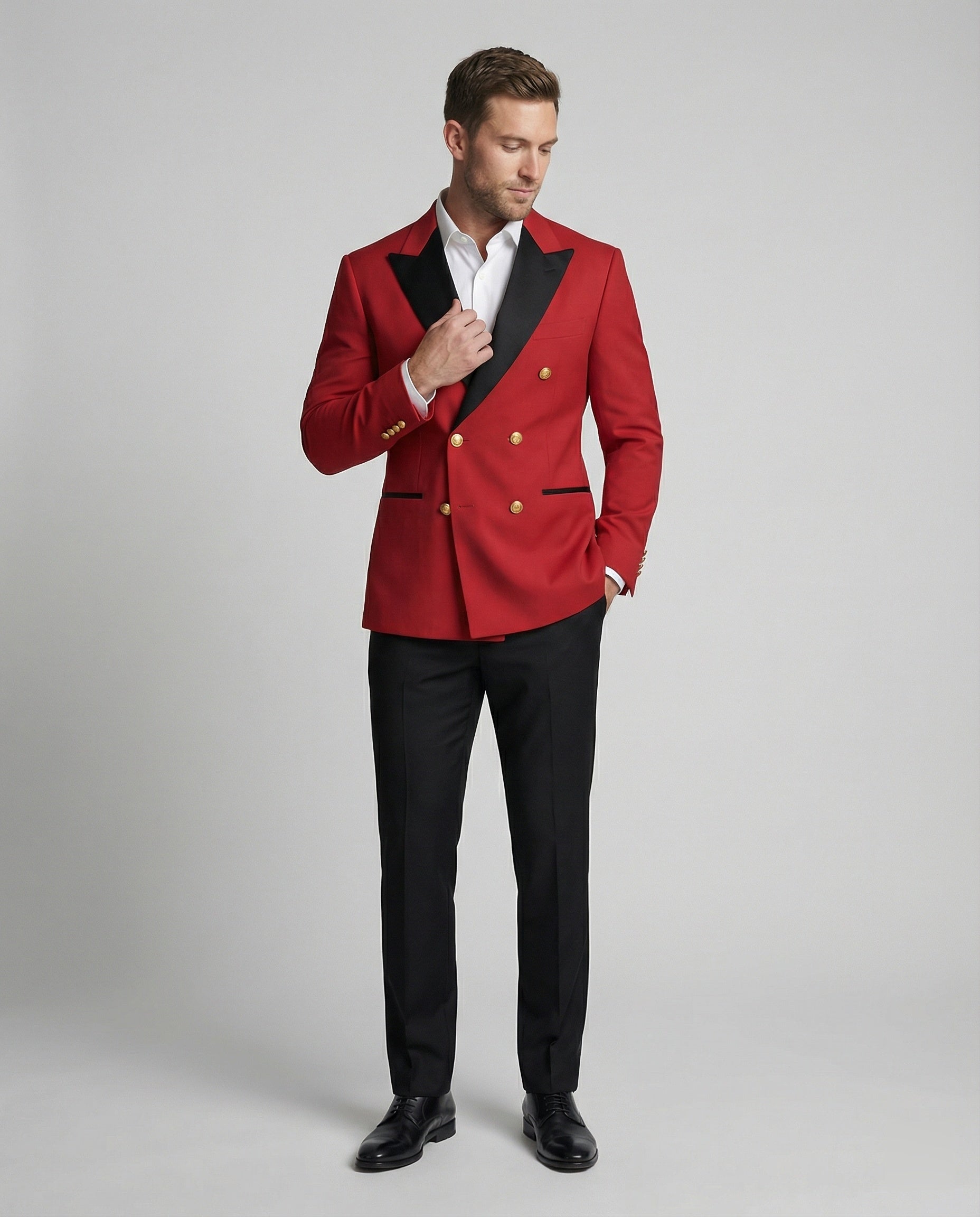 Men's Double-Breasted Blazer – elegant blazer for men with gold buttons
