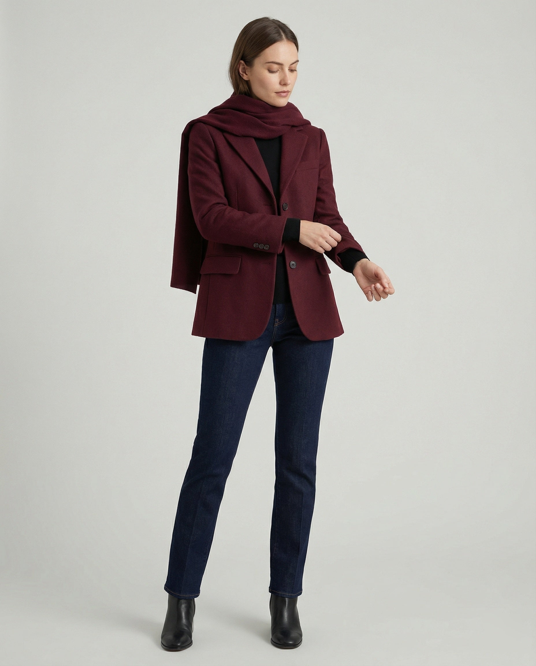 Ladies elegant blazer jacket with detachable scarf