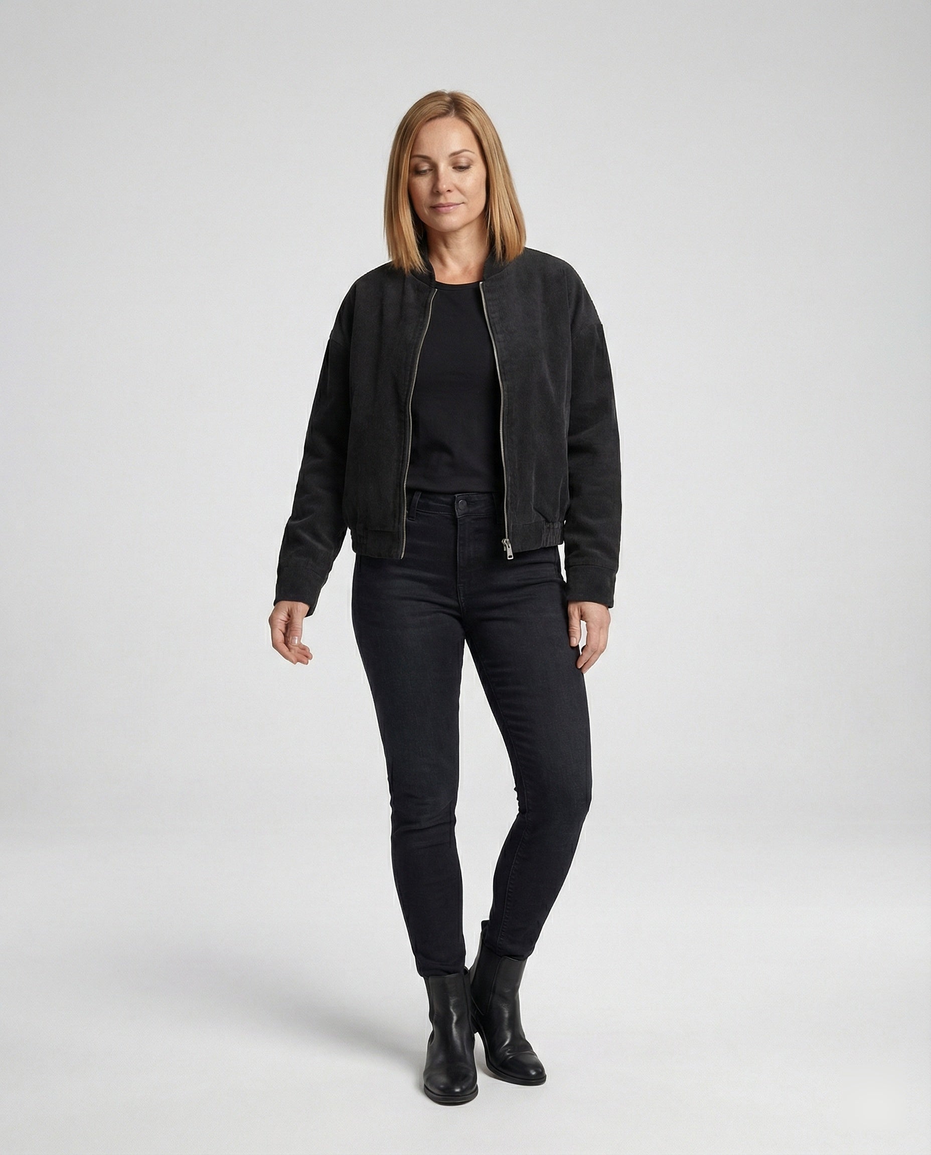 Ladies Cord Jacket with Stand-Up Collar