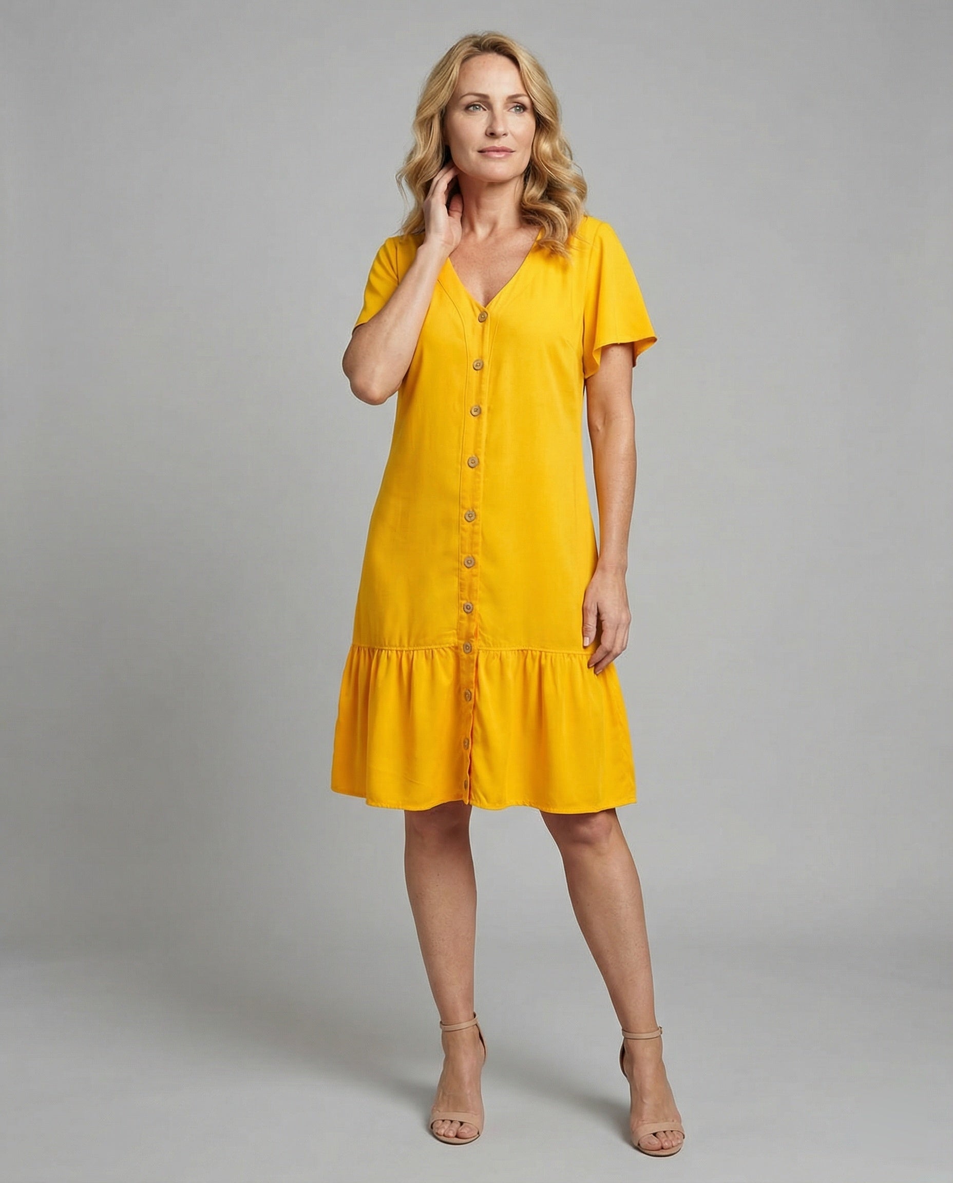 Women's Summer Dress A-Line Button Placket