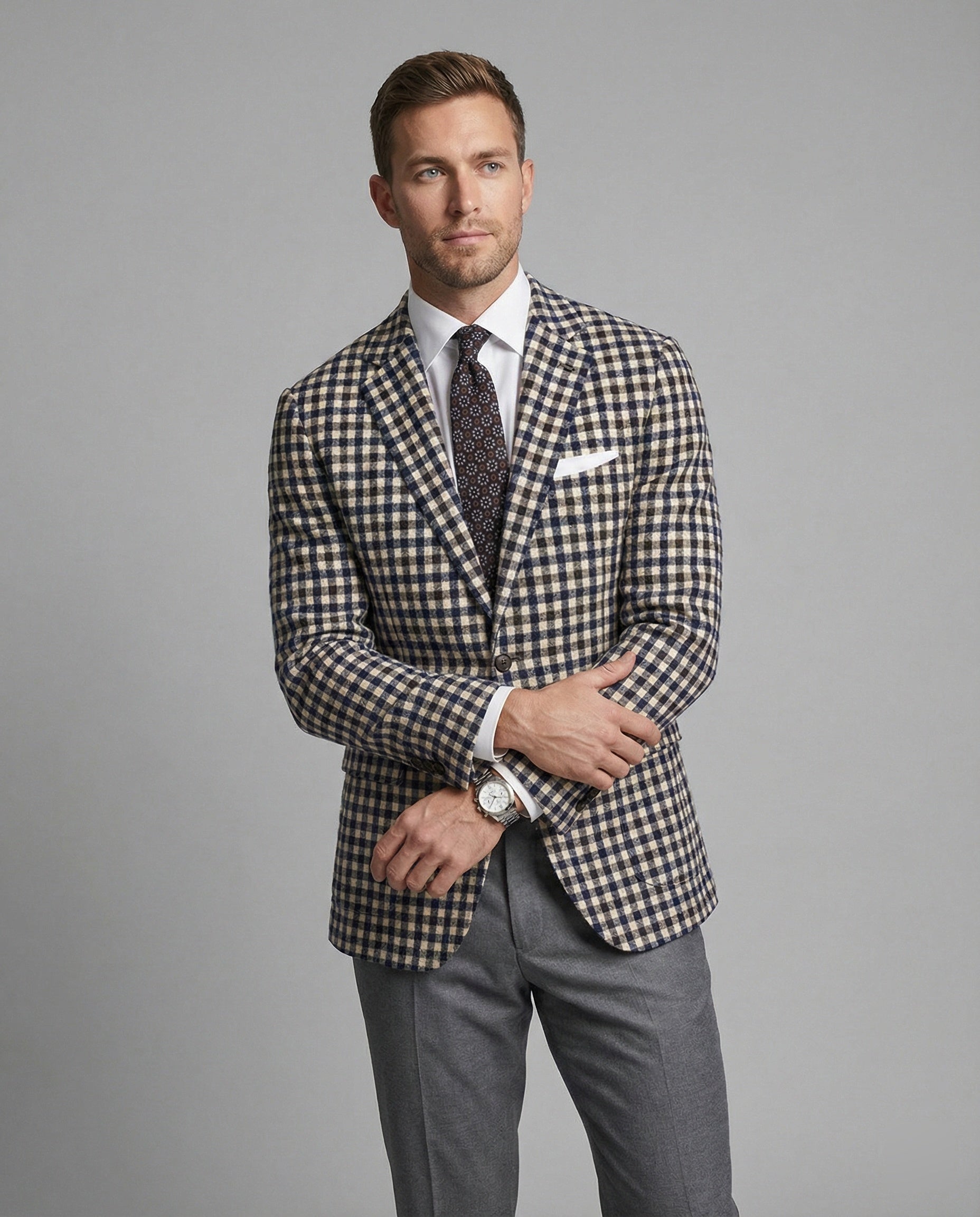 Men's checked blazer – sporty elegant men's blazer