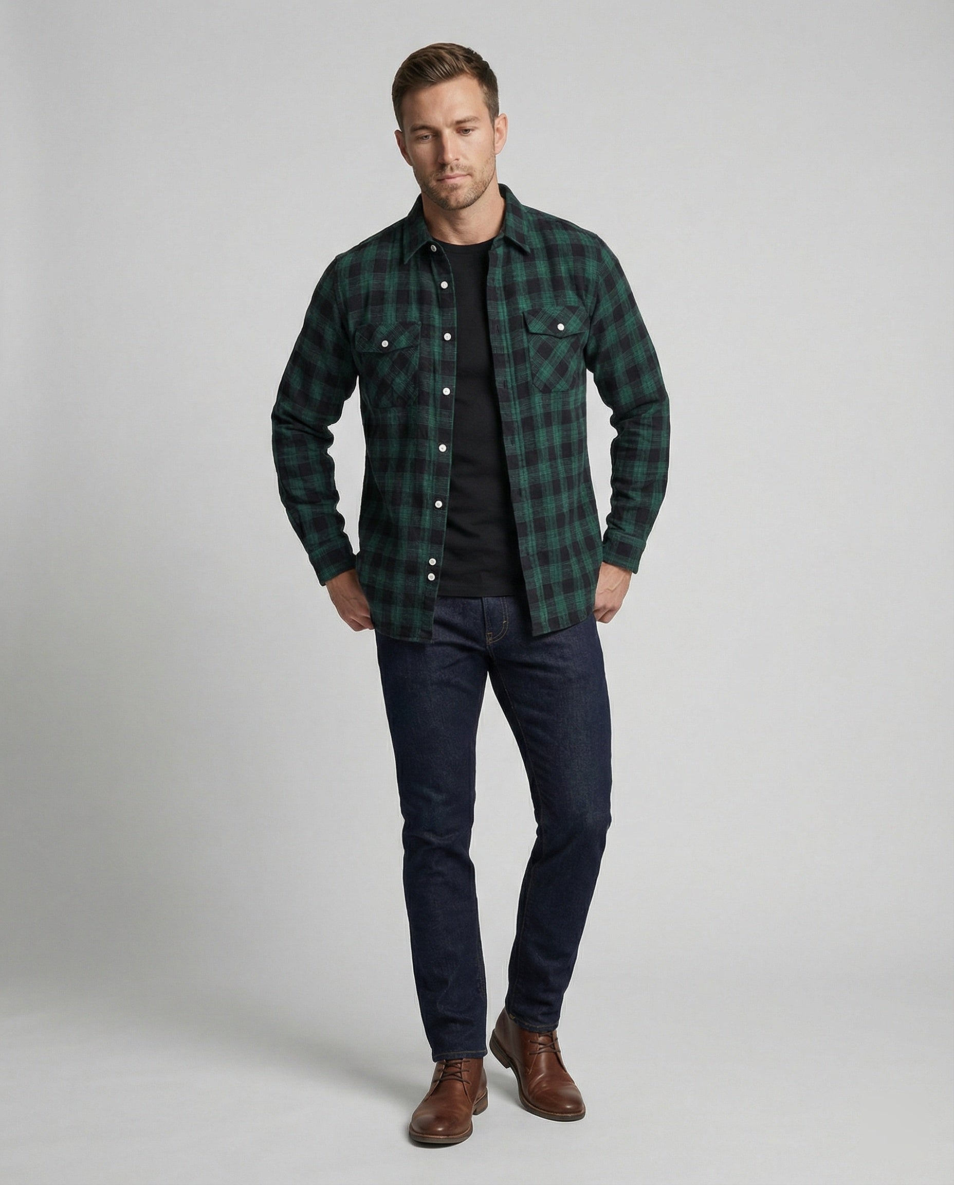 Men's Flannel Shirt Checked Casual