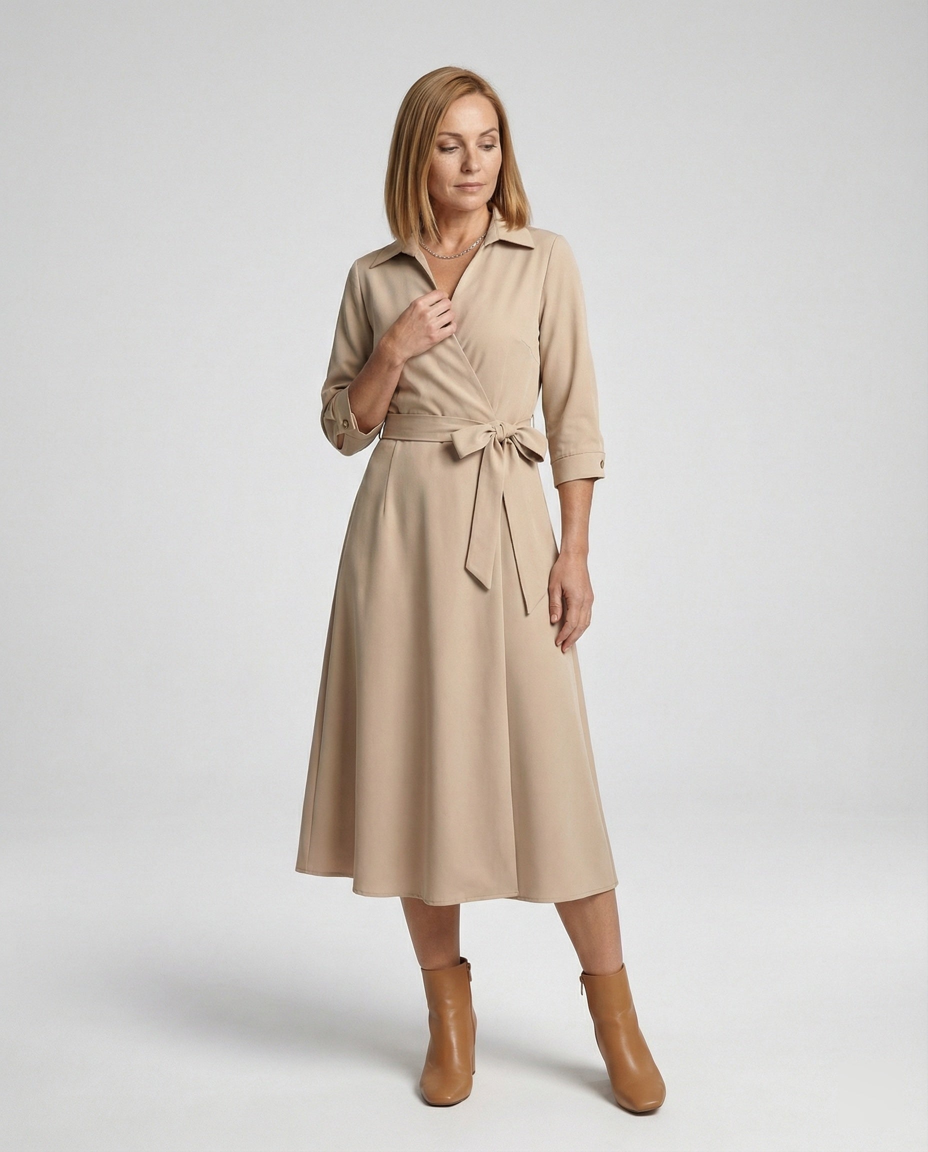 Satin Maxi Dress Wrap Look Women