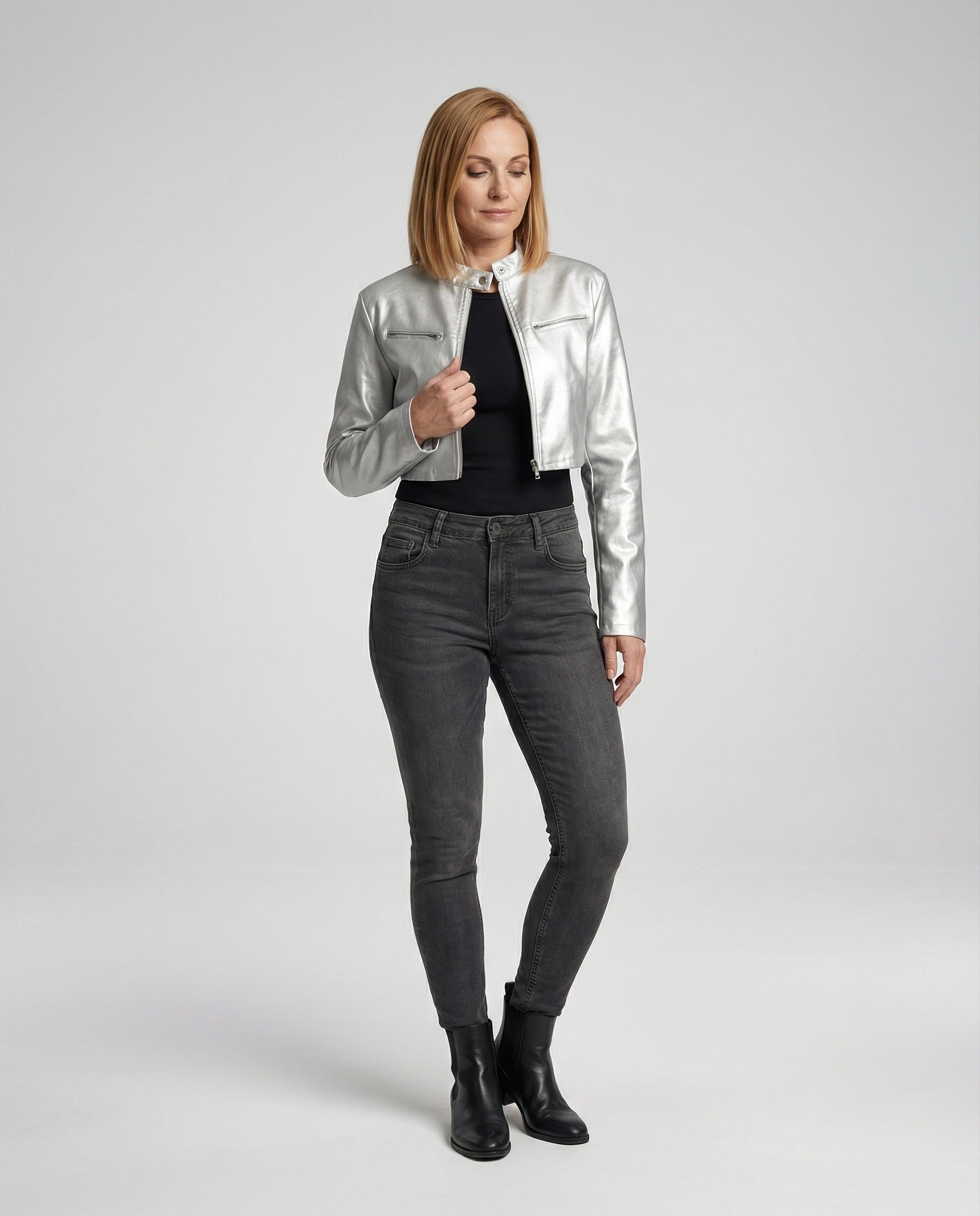 Women's Leather Jacket Black Short