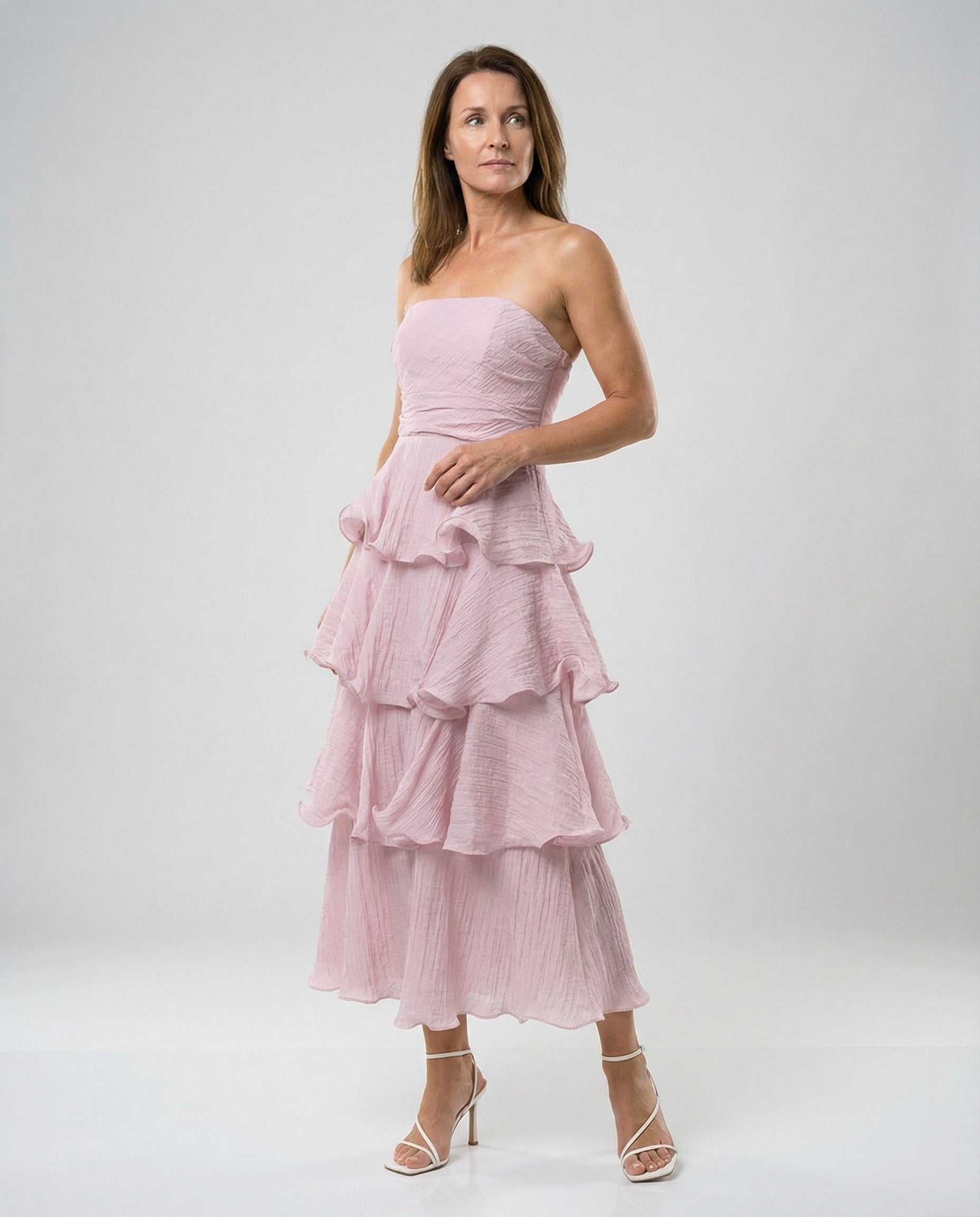 Ladies Bandeau Maxi Dress with Ruffles