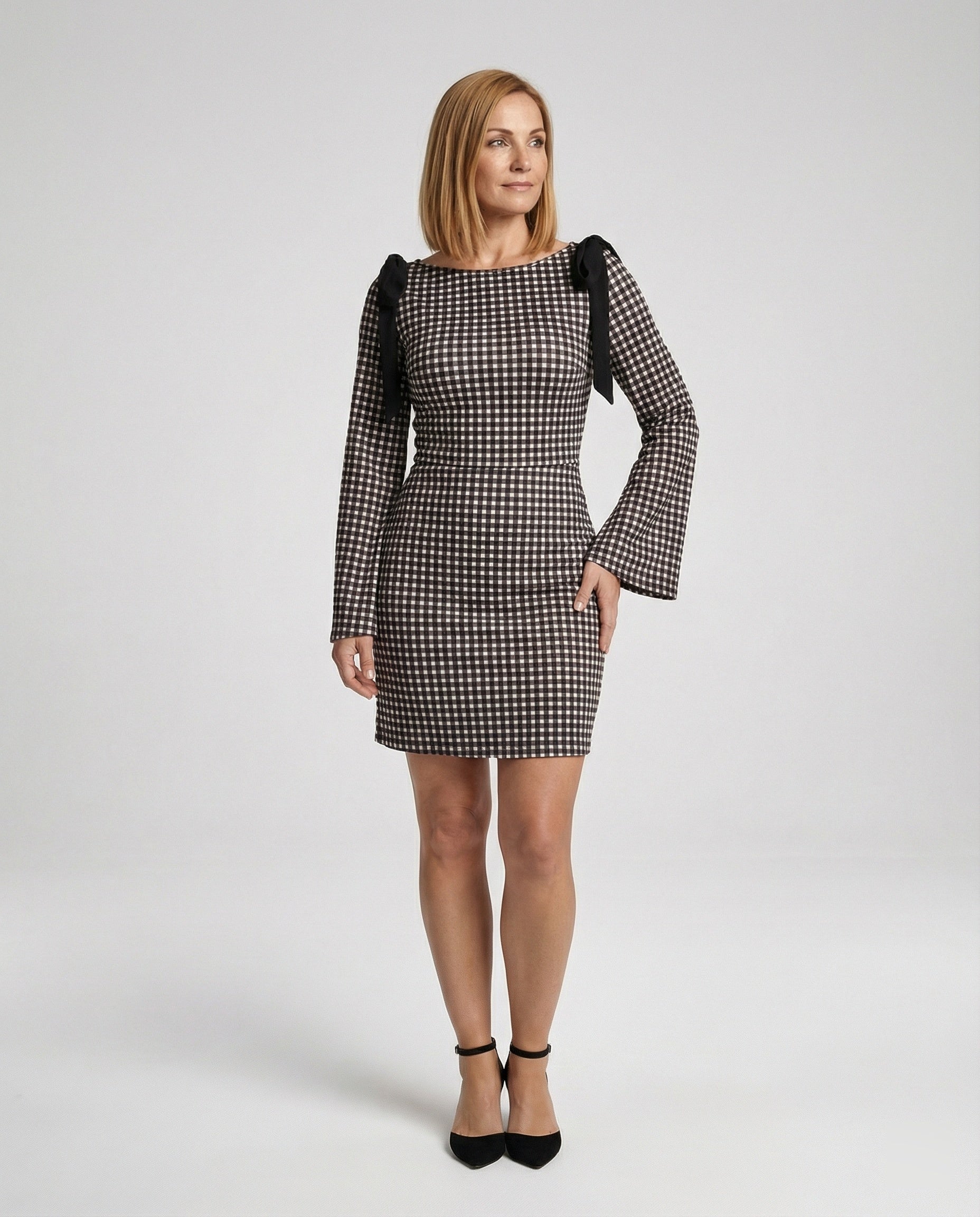 Women’s elegant checkered sheath dress