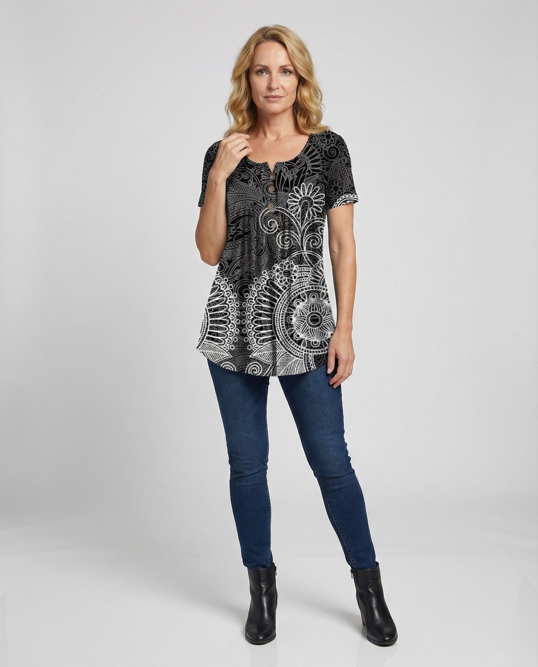 Women's Tunic Women's U-Neck Print