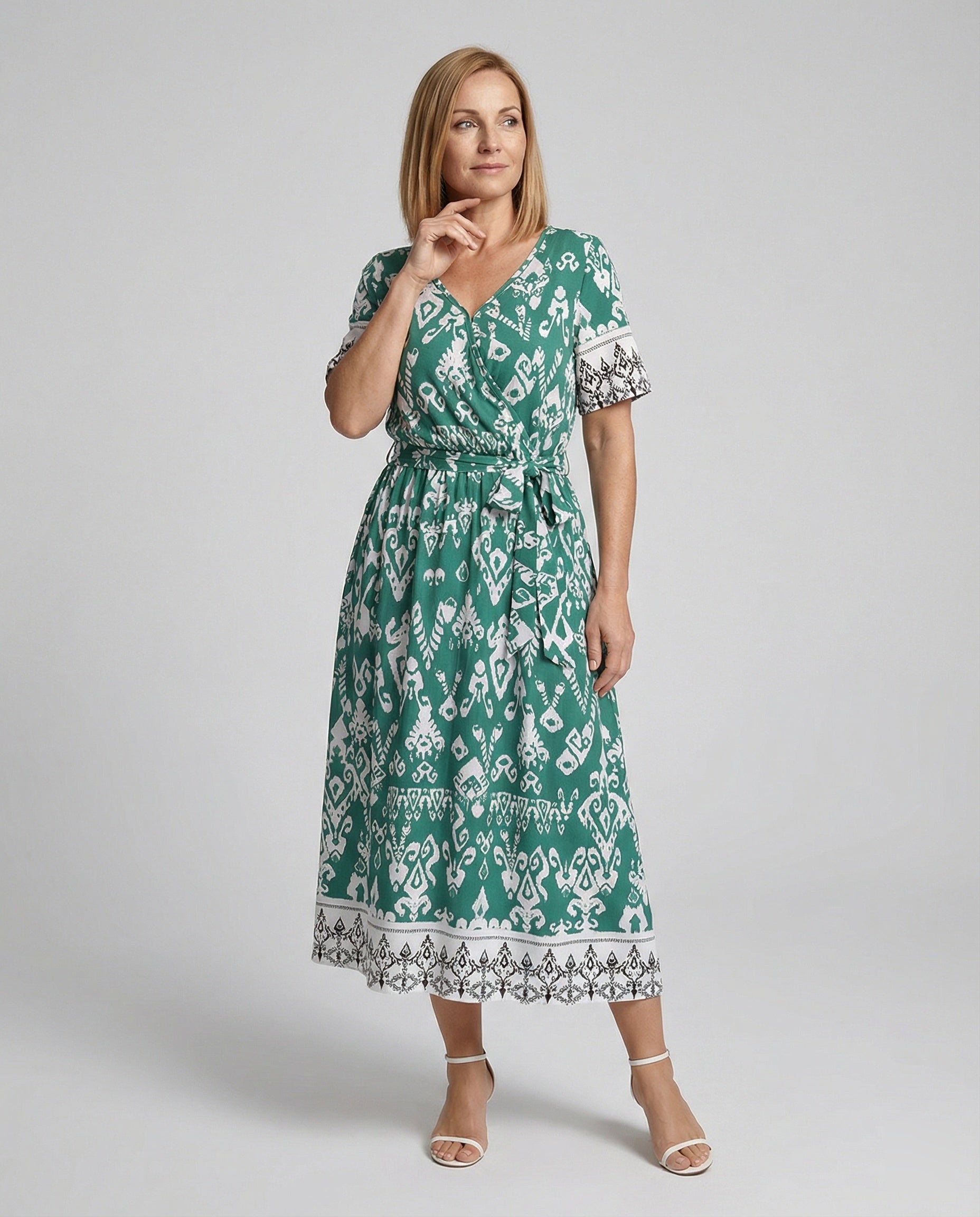 Women Midi Dress Wrap Dress A-Line with Belt
