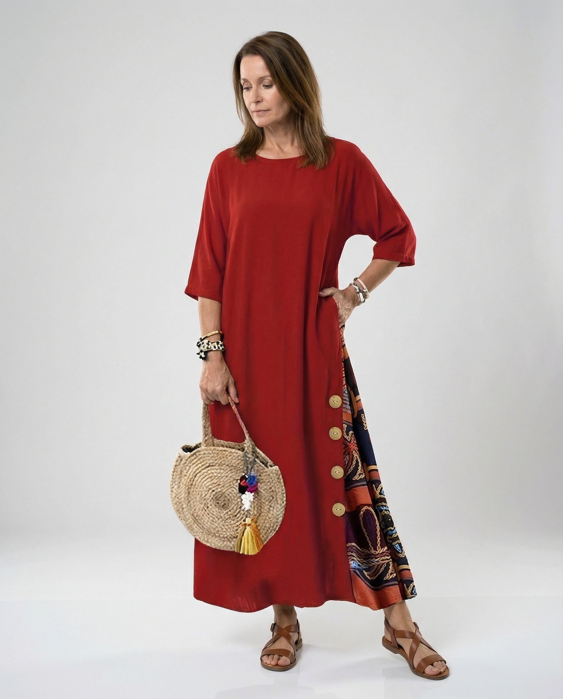 Women Maxi Dress Print Asymmetrical