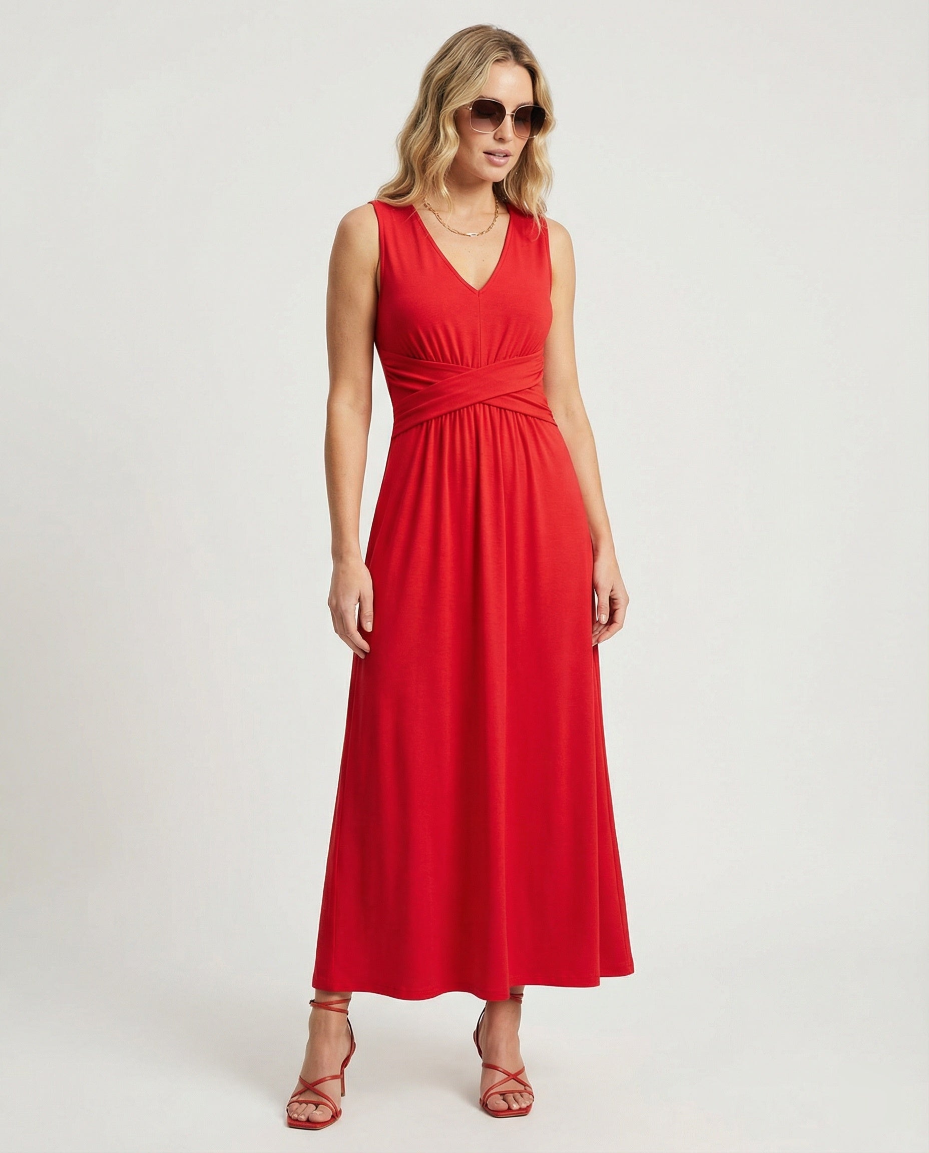 Women Maxi Dress V Neck Sleeveless