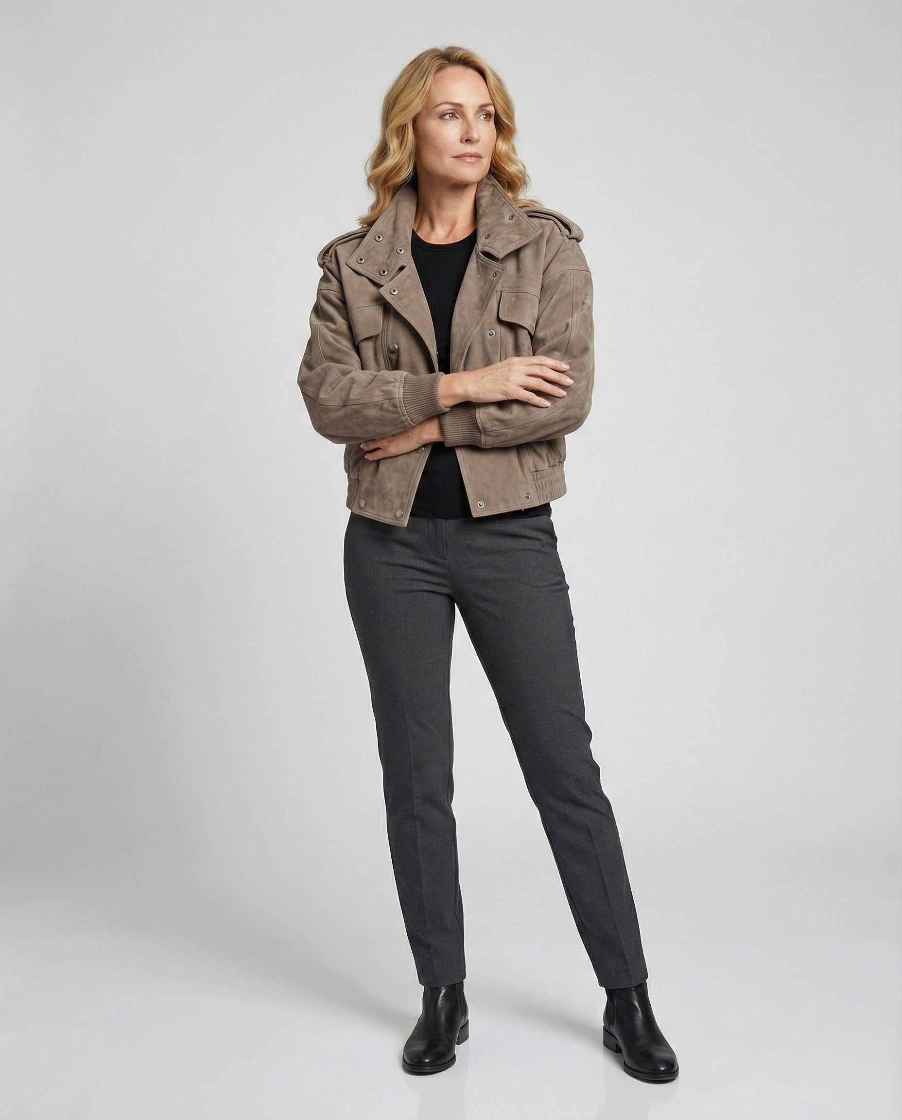 Leisurewear Women Suede Utility Jacket
