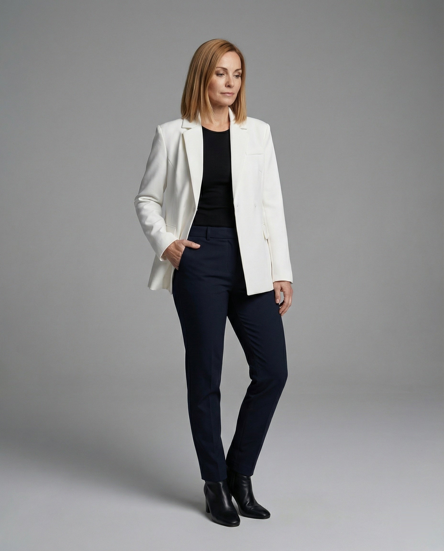 Women's elegant blazer jacket with asymmetrical cut