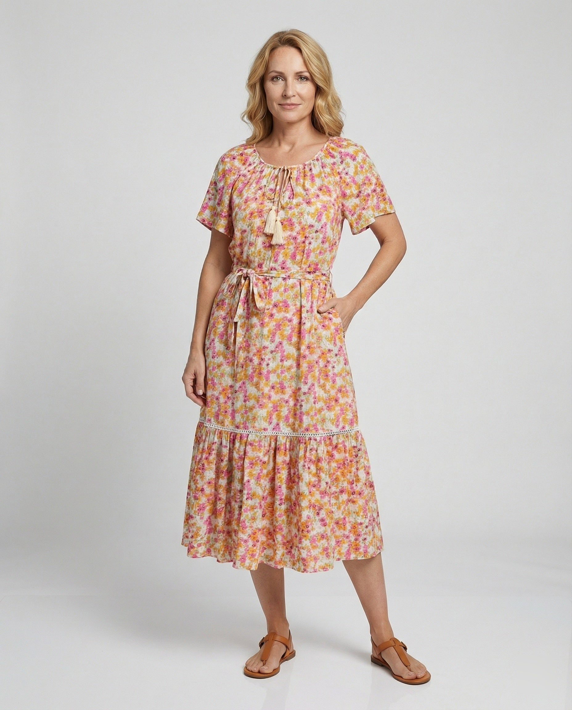 Women’s midi dress with floral design