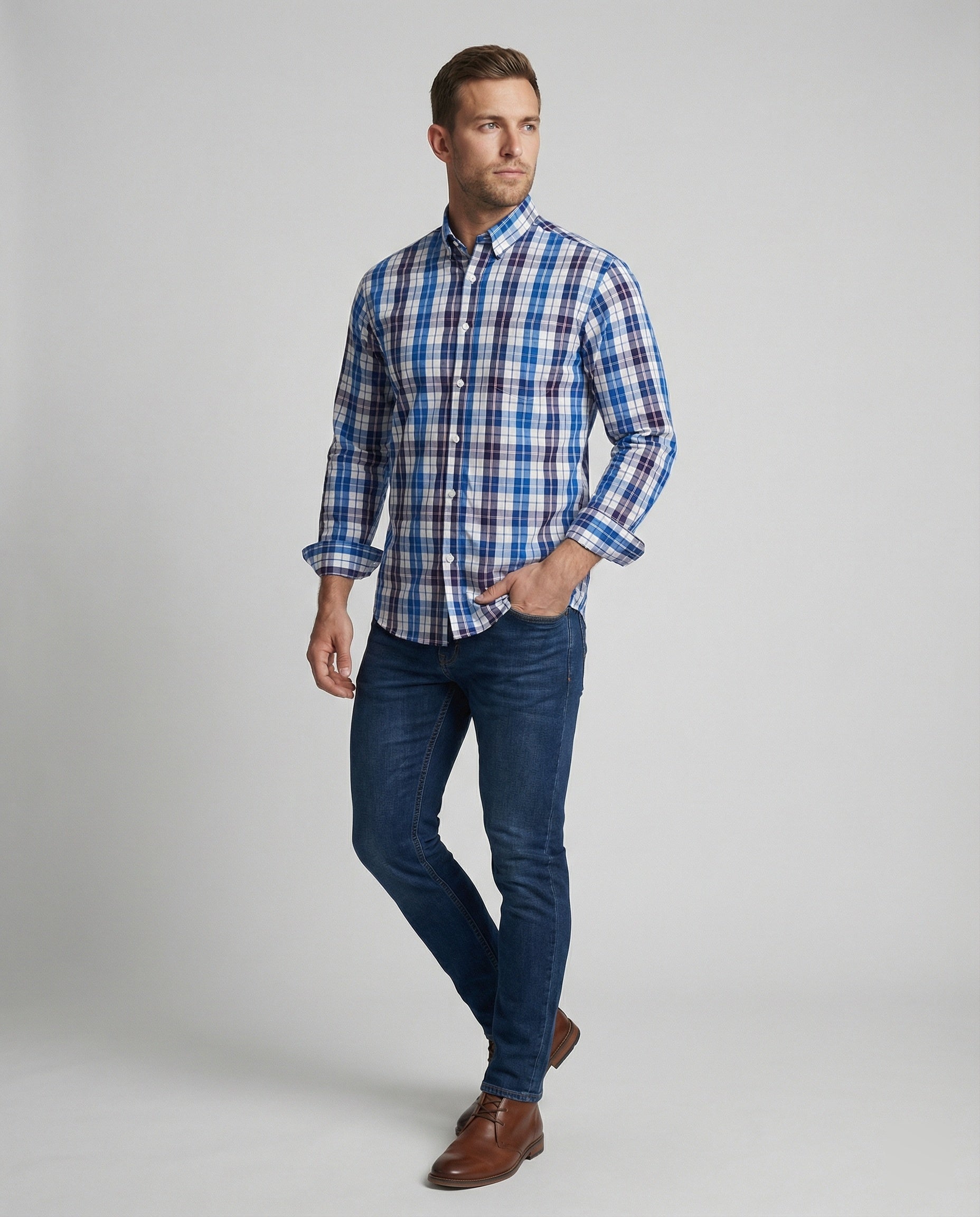 Men's Flannel Long Sleeve Shirt Checkered