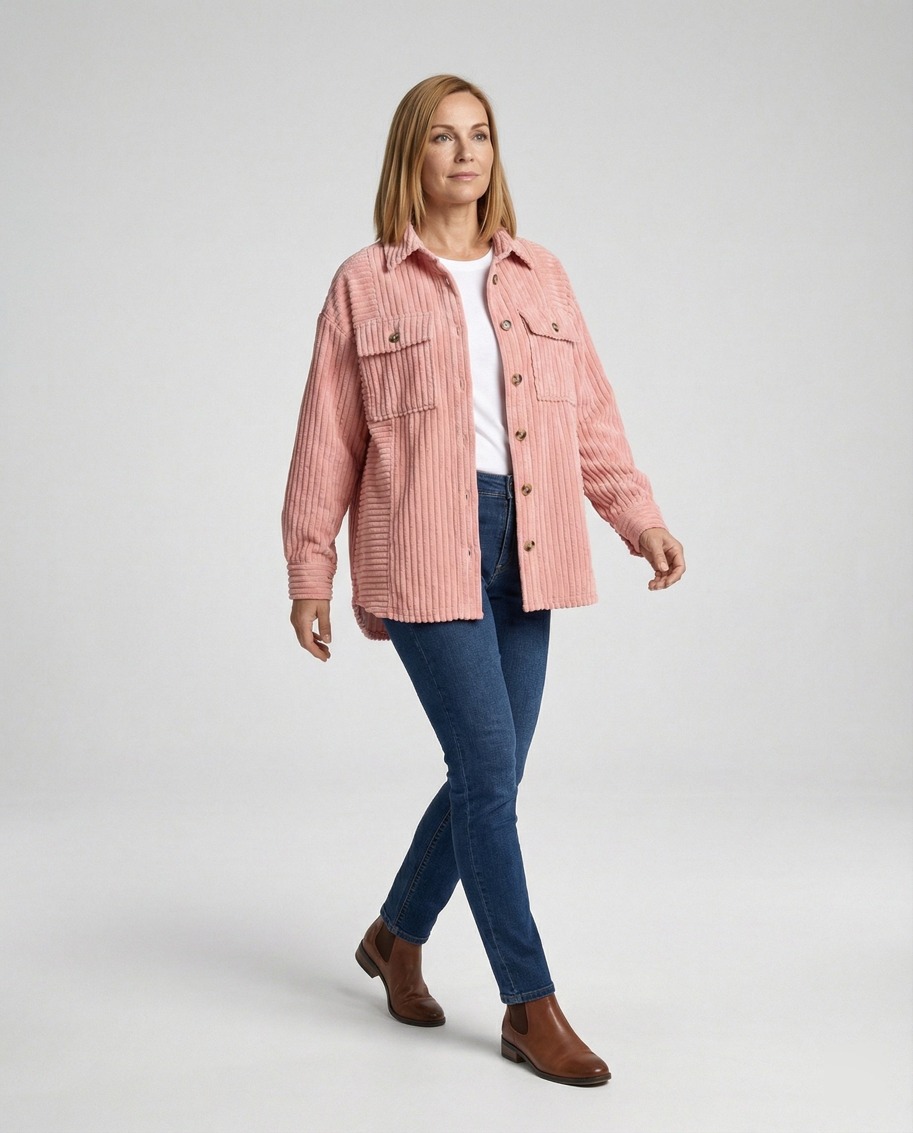 Women's Casual Cord Jacket with Pockets