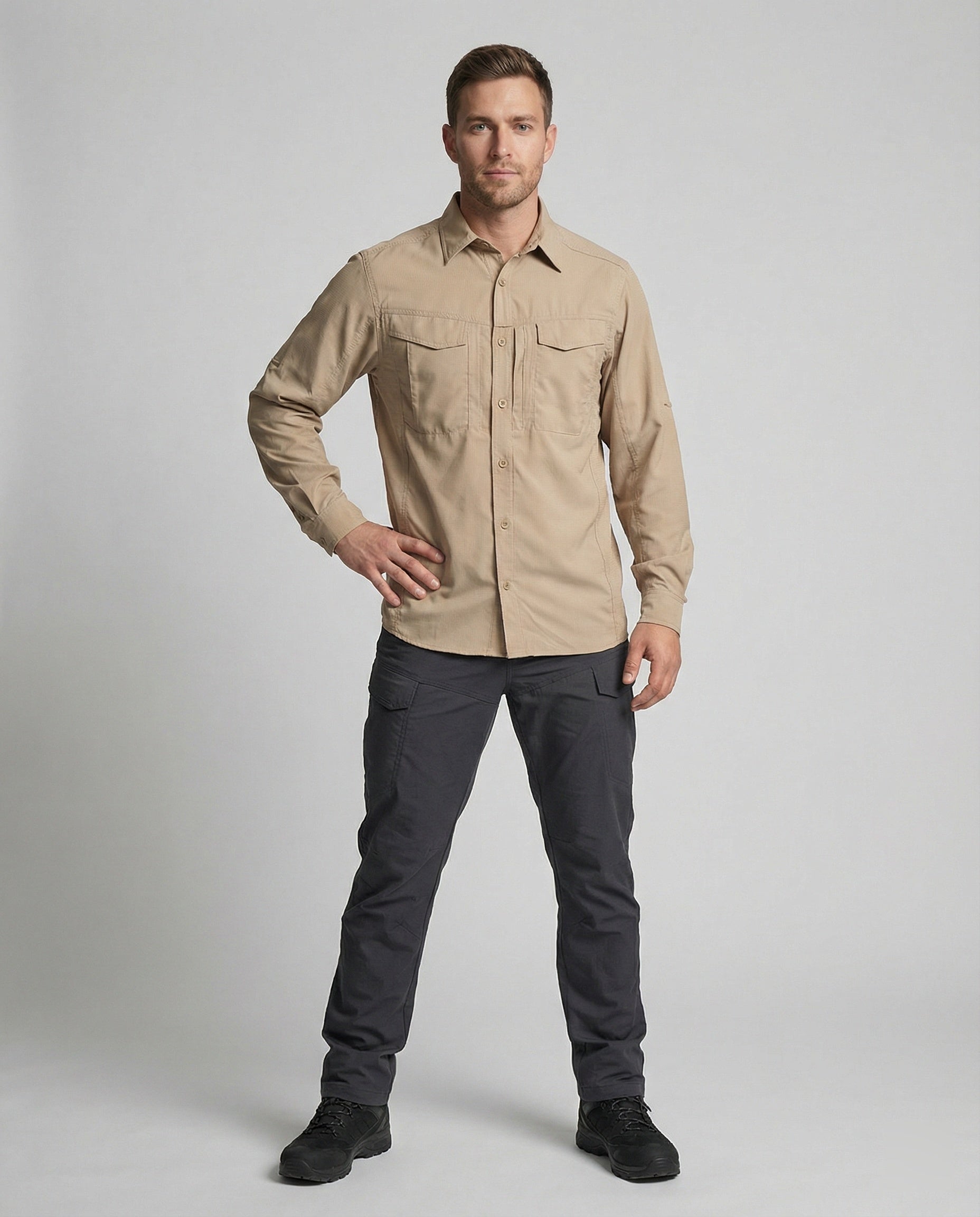 Long sleeve shirt men made of functional fabric