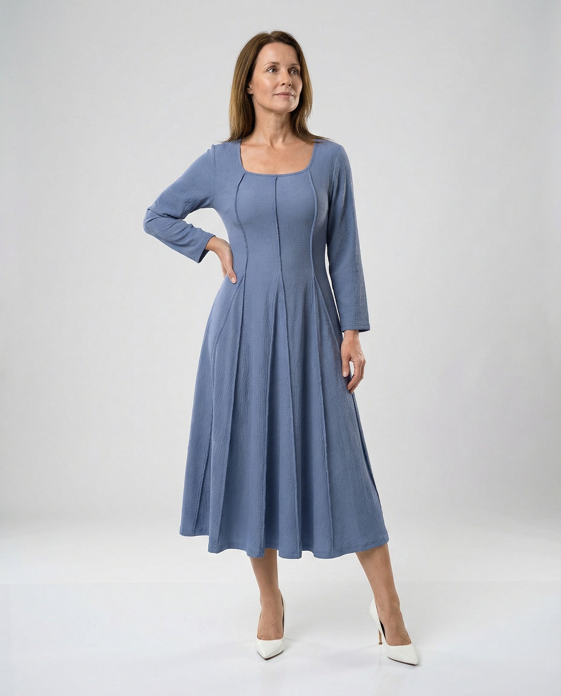 Leisure dress women midi dress flared skirt