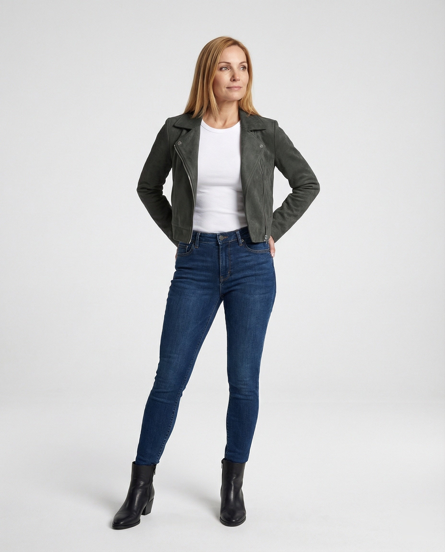 Brown Leather Jacket Women Suede Look