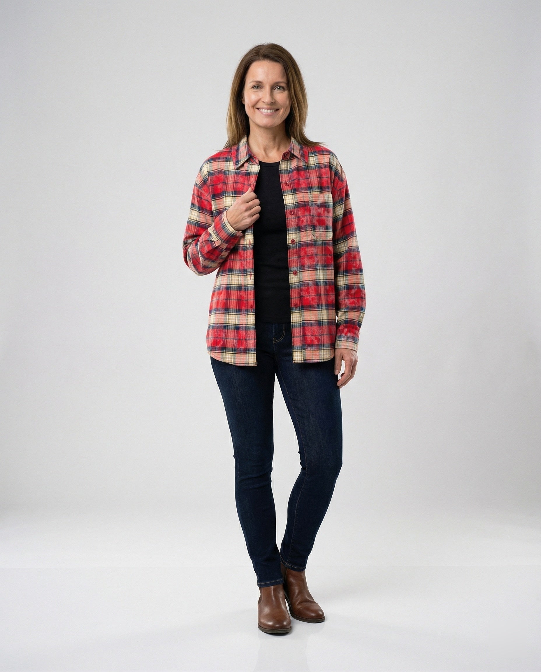 Women Shirt Oversize Checkered