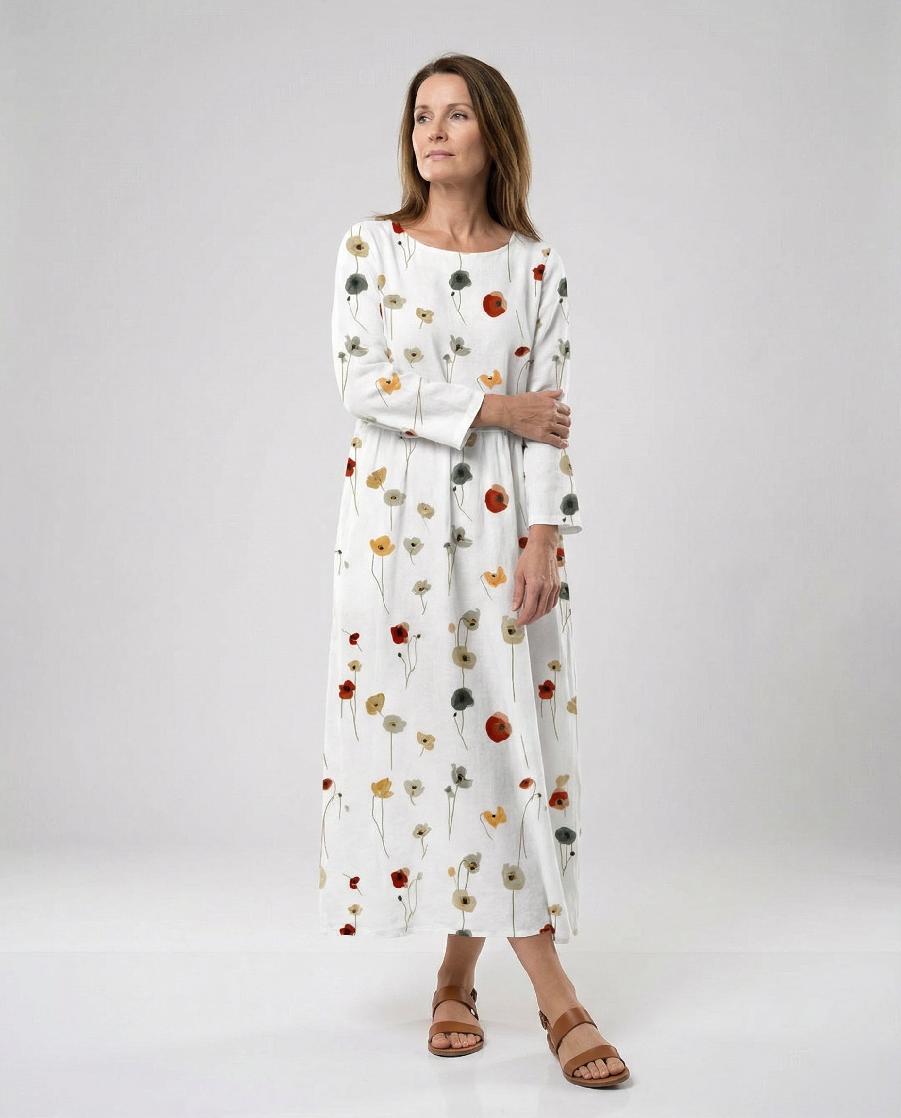 Ladies maxi dress floral with pockets