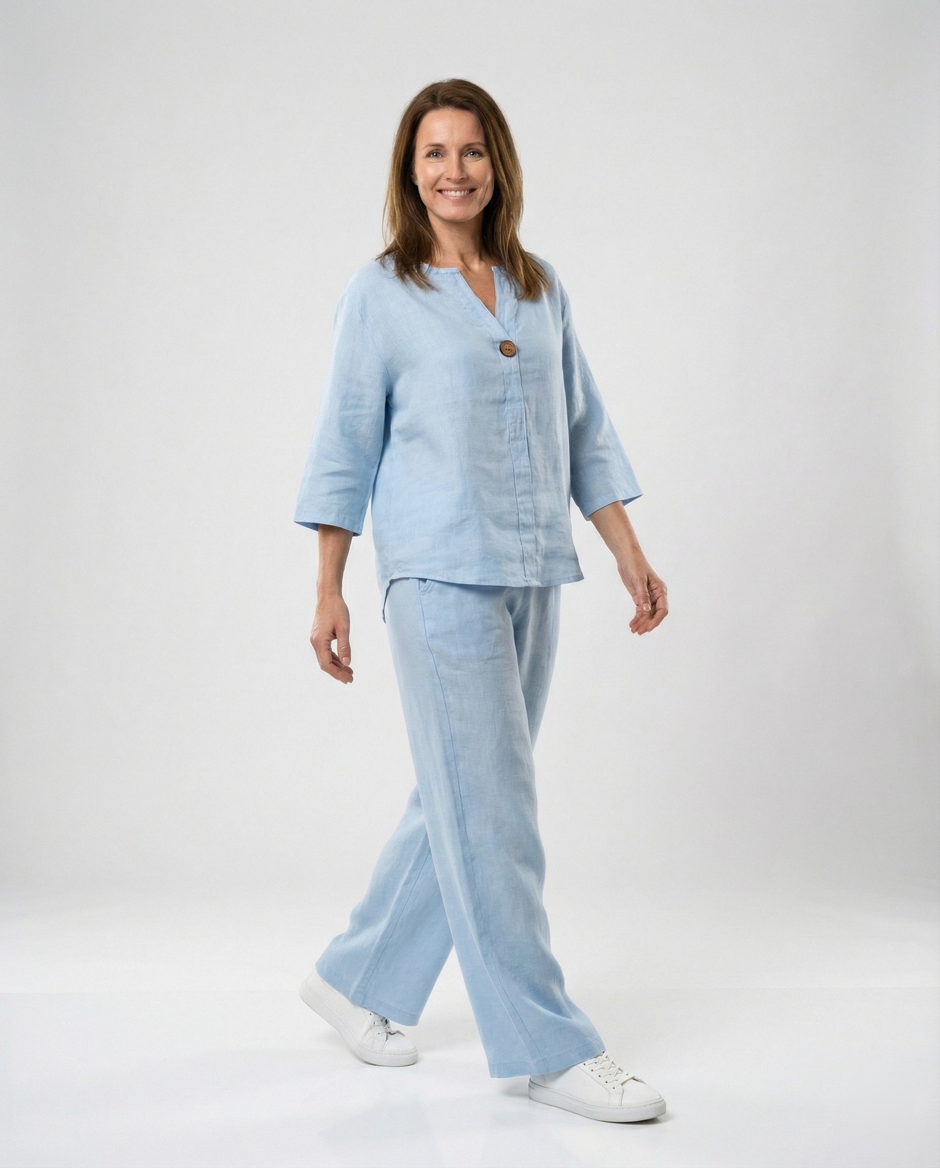 Women's lightweight linen blouse with button details