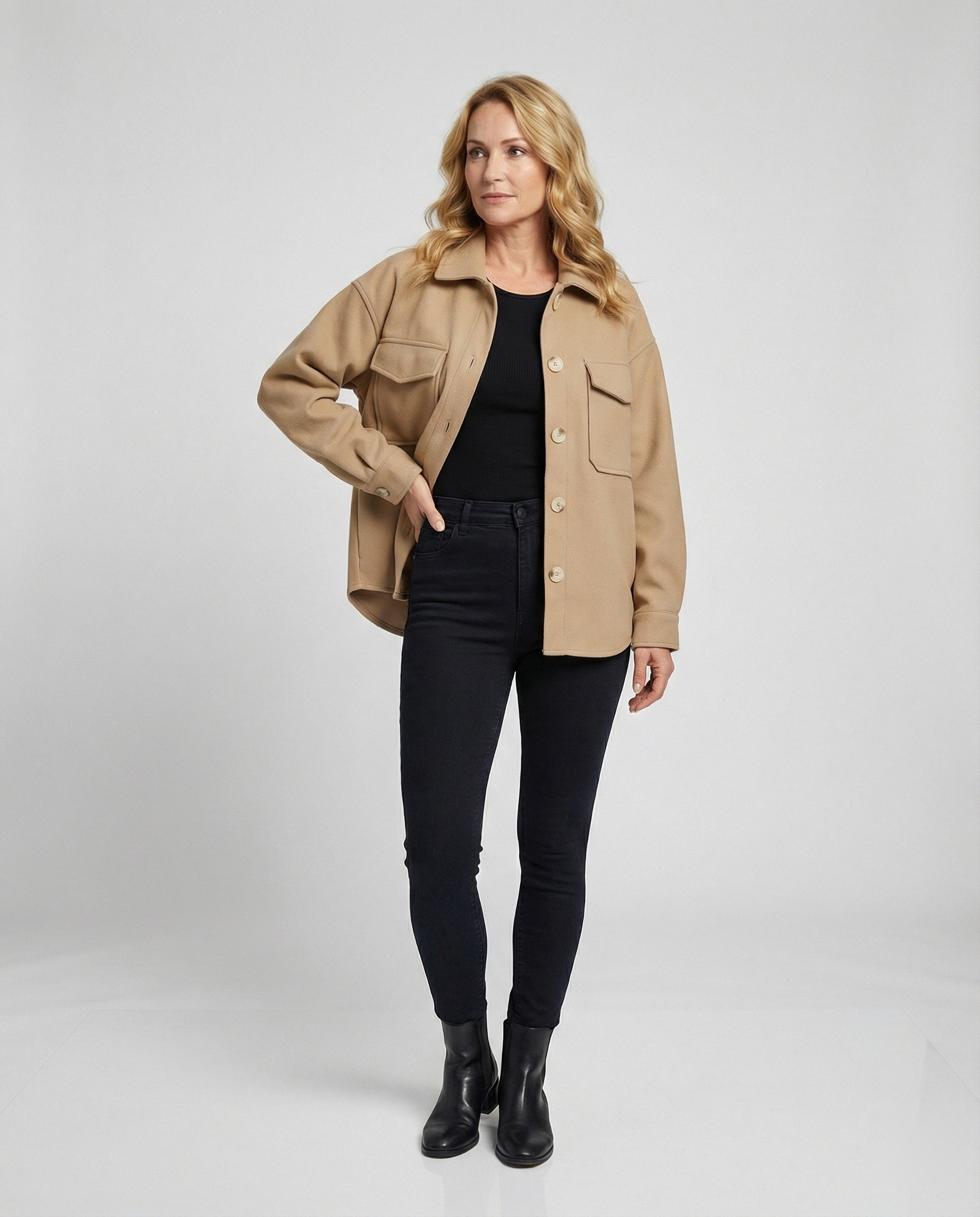 Women Oversized Blouse with Button Details