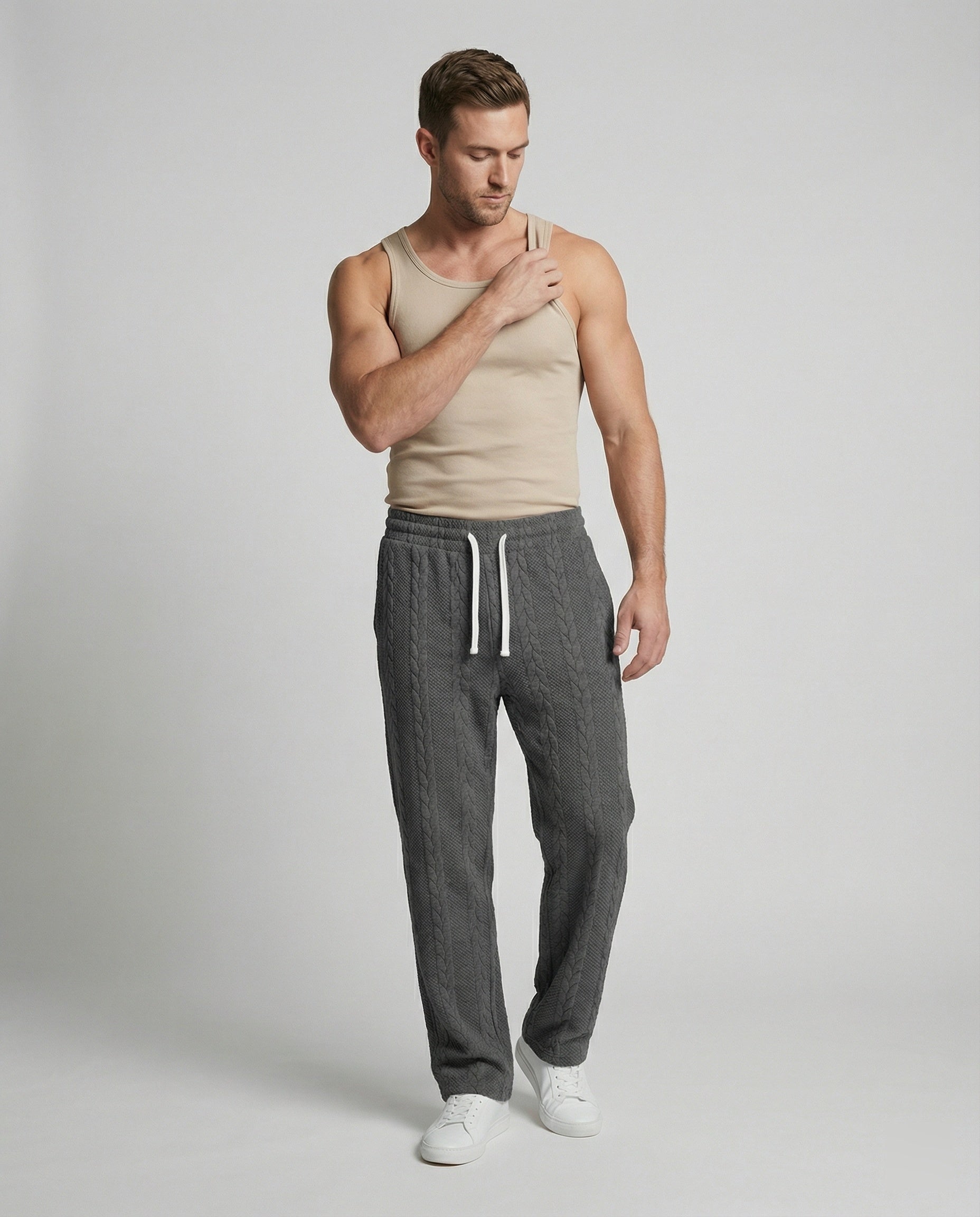 Men's casual pants with elastic waistband