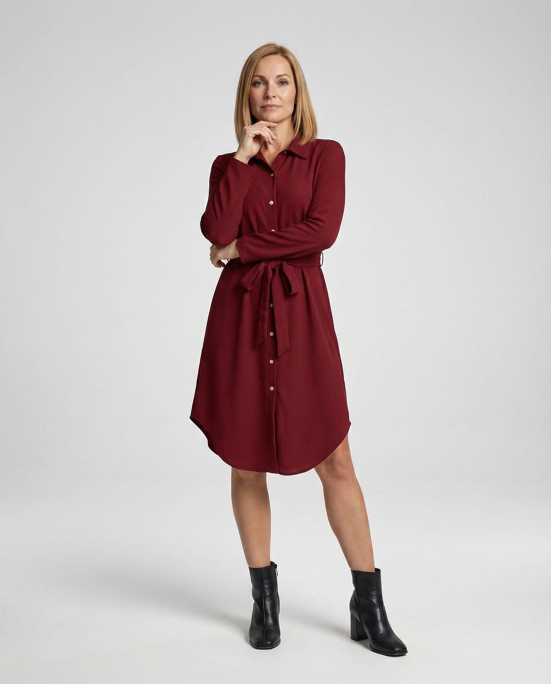 Leisure dress women's knee-length with button placket