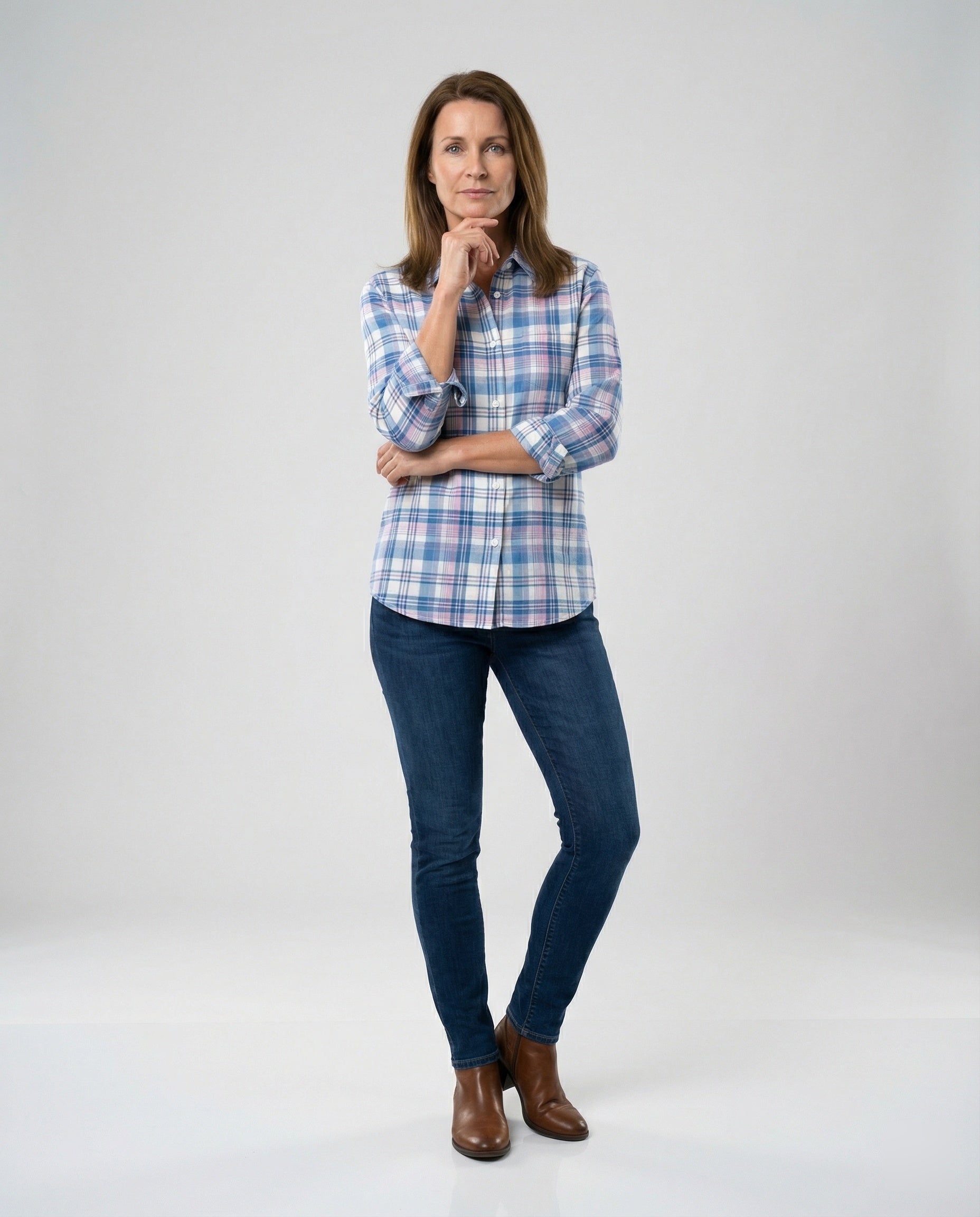Long Sleeve Shirt Blouse Patchwork Ladies