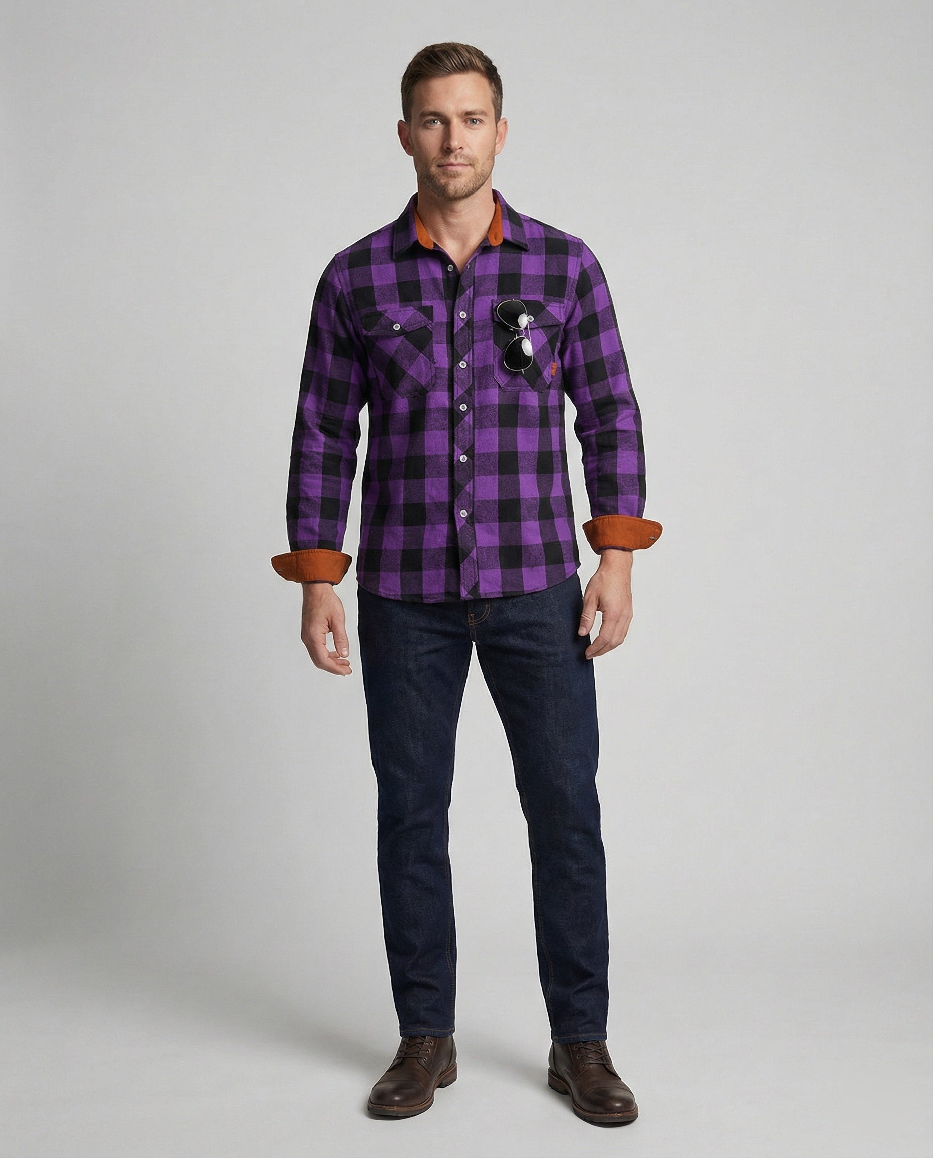 Men's Flannel Shirt Checkered Casual