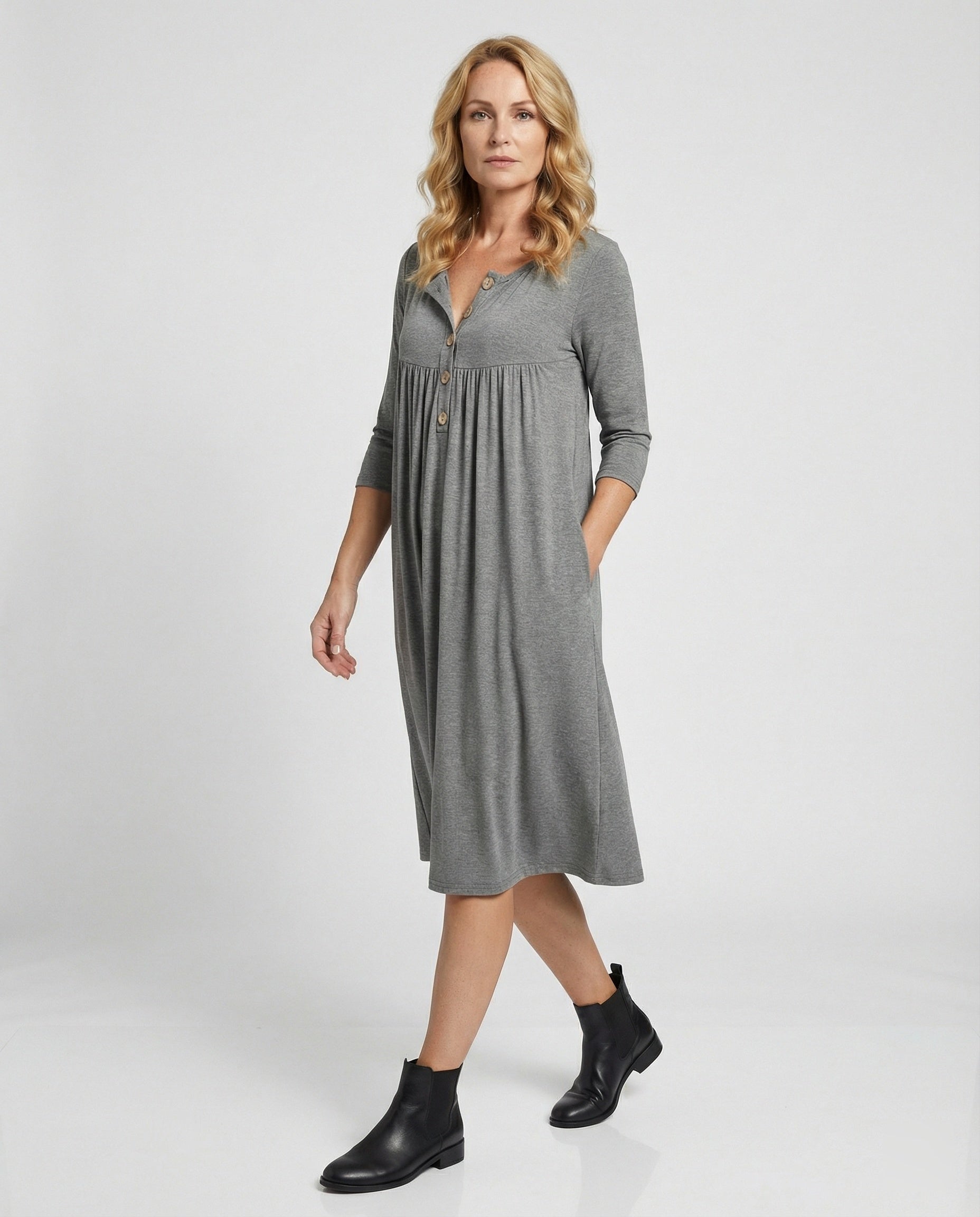 Women's Midi Dress Empire V Neck