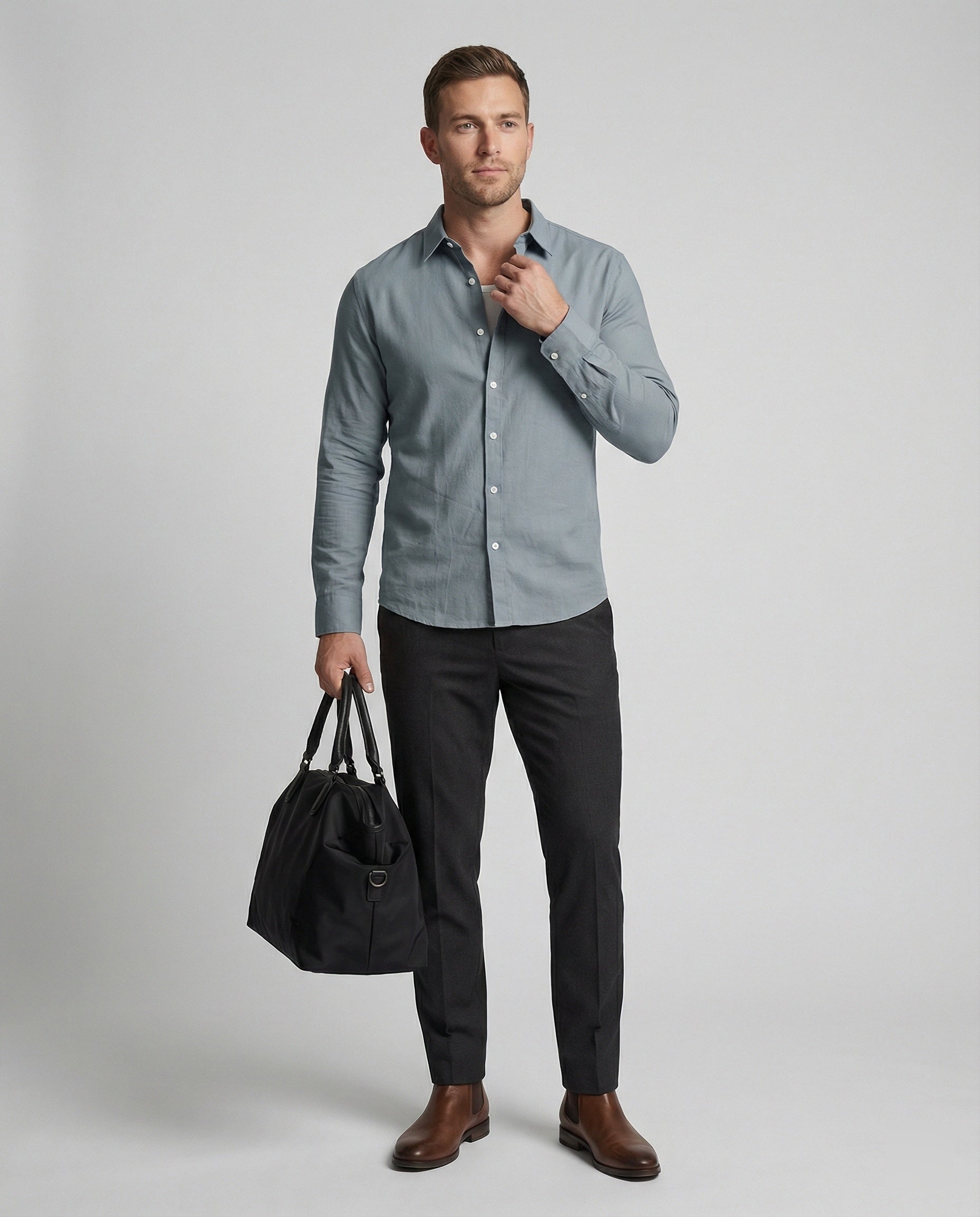 Men's Long Sleeve Shirt Linen Mix